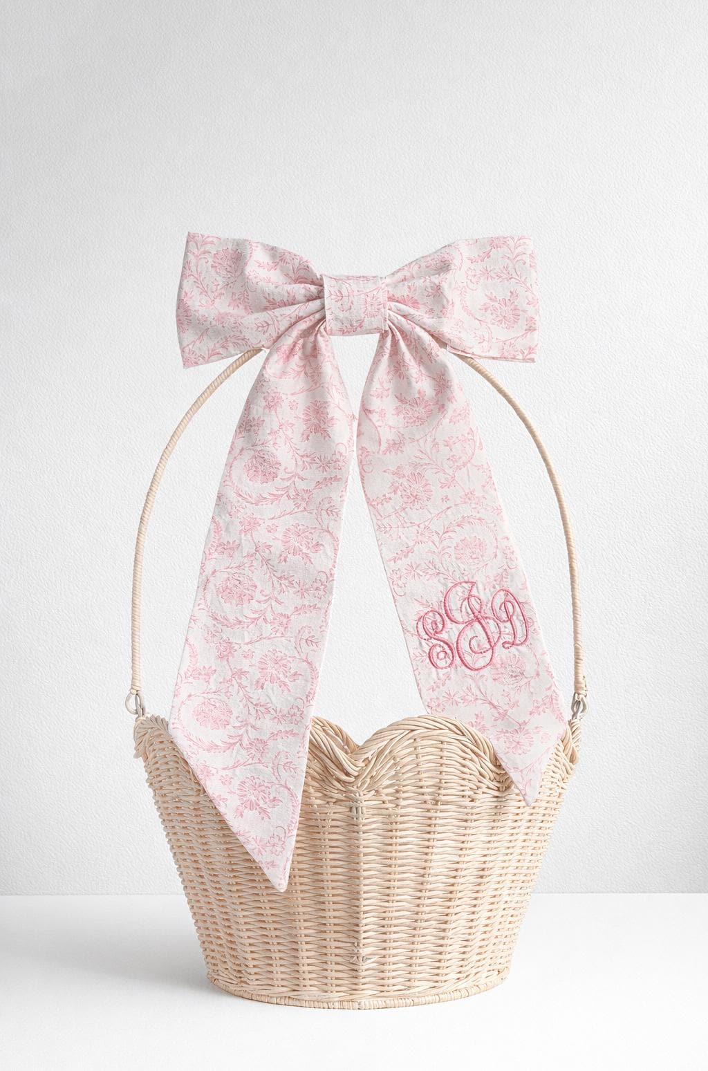 Personalized Bow For Easter Basket, Custom Embroidered Monogram Bow, Nursery Decor