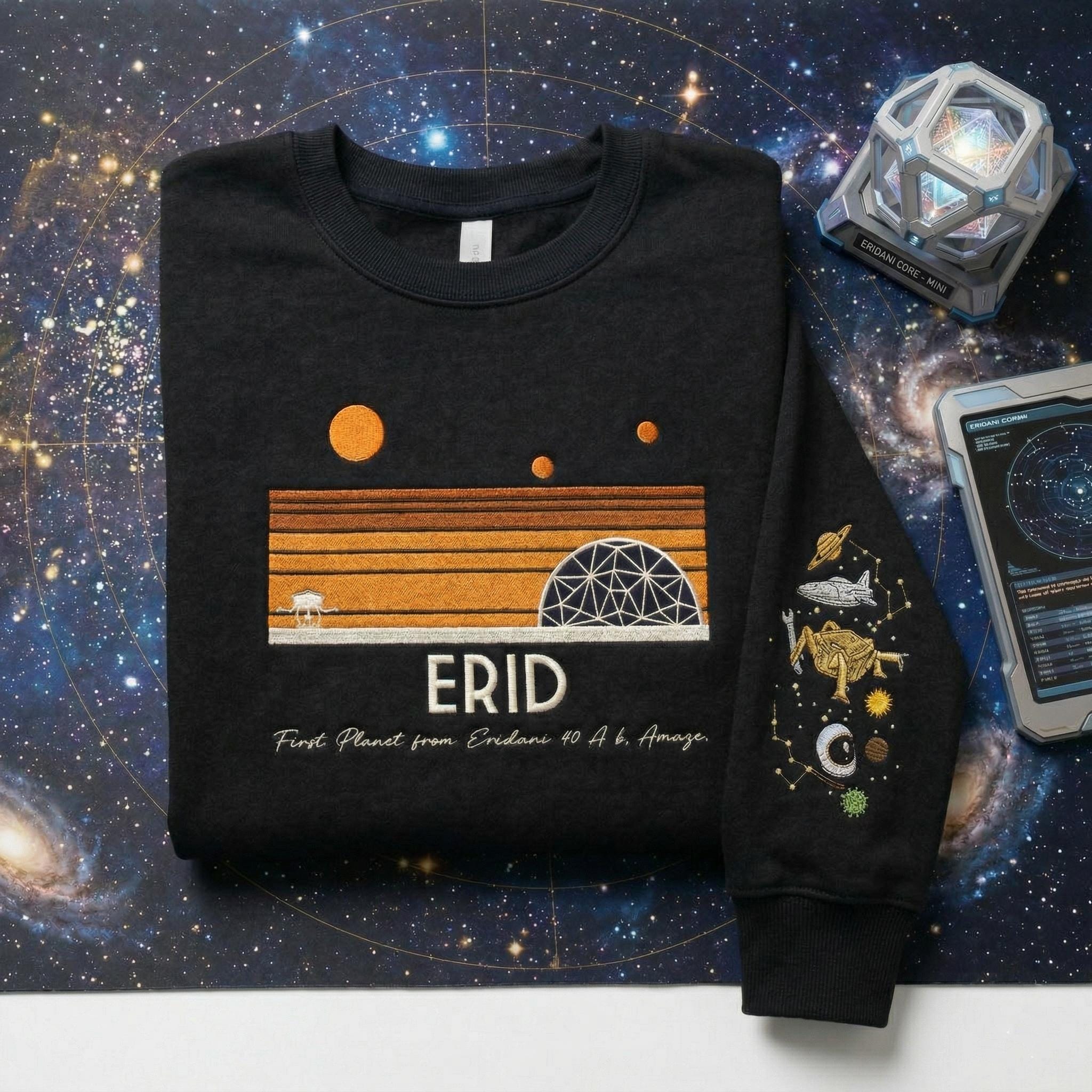 Embroidered Erid Planet Crewneck Sweatshirt, Project Hail Mary Sci-fi Bookish Apparel