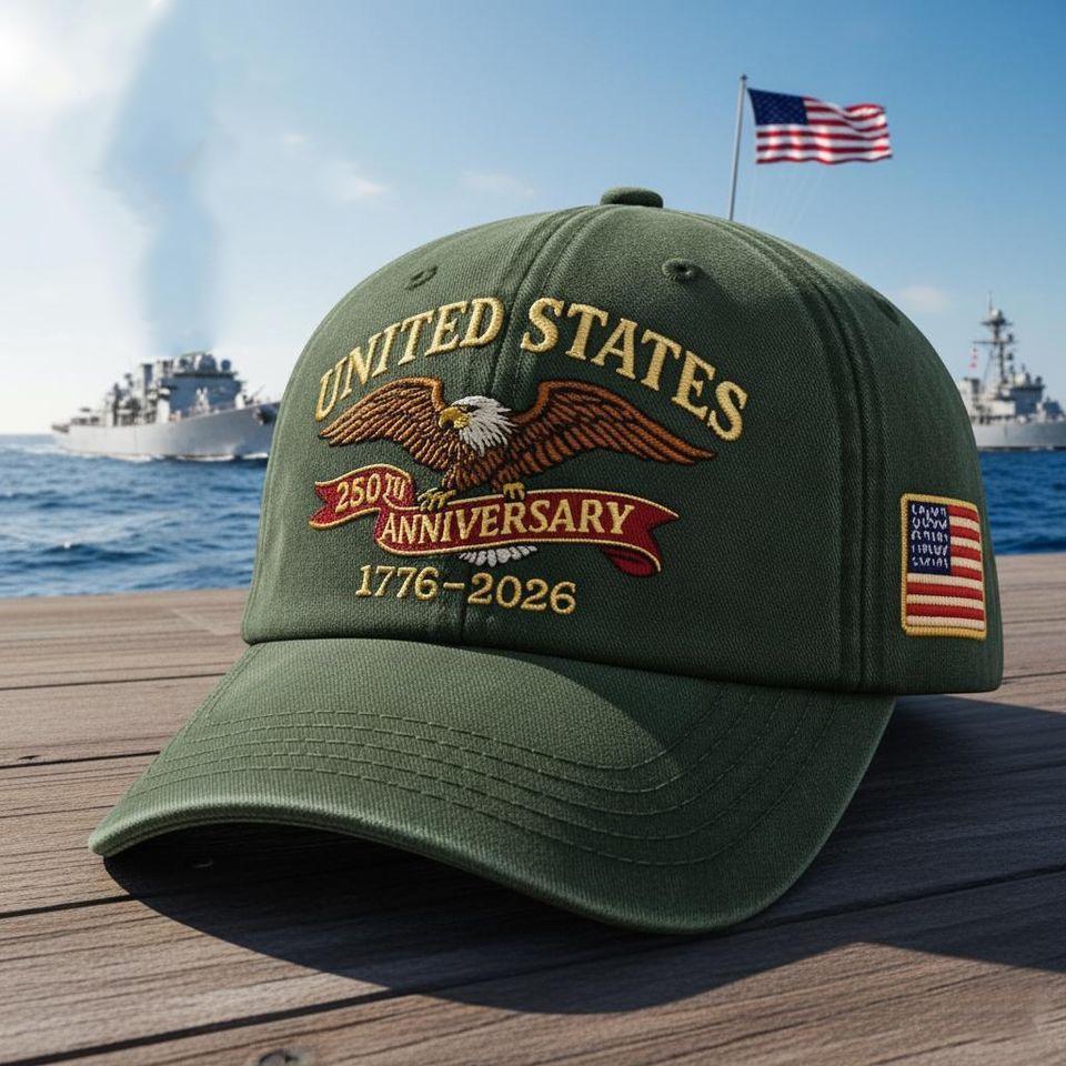 United States 250th Anniversary Hat Embroidered Eagle USA Flag Cap 1776-2026, Patriotic Cotton Twill Dad Hat