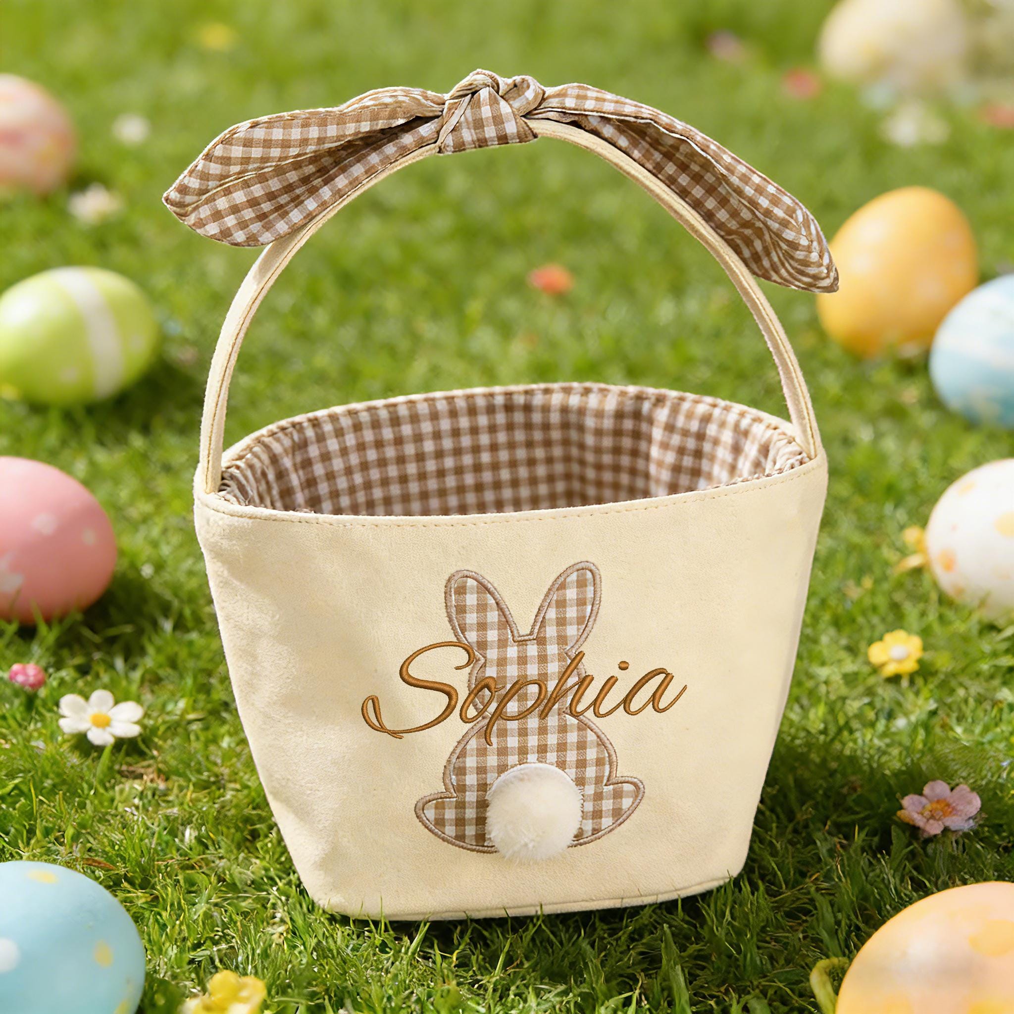 Personalized Kids Easter Basket, Toddler Easter Gift, Easter Egg Hunt Basket, Baby Shower Gift, Embroidered Name
