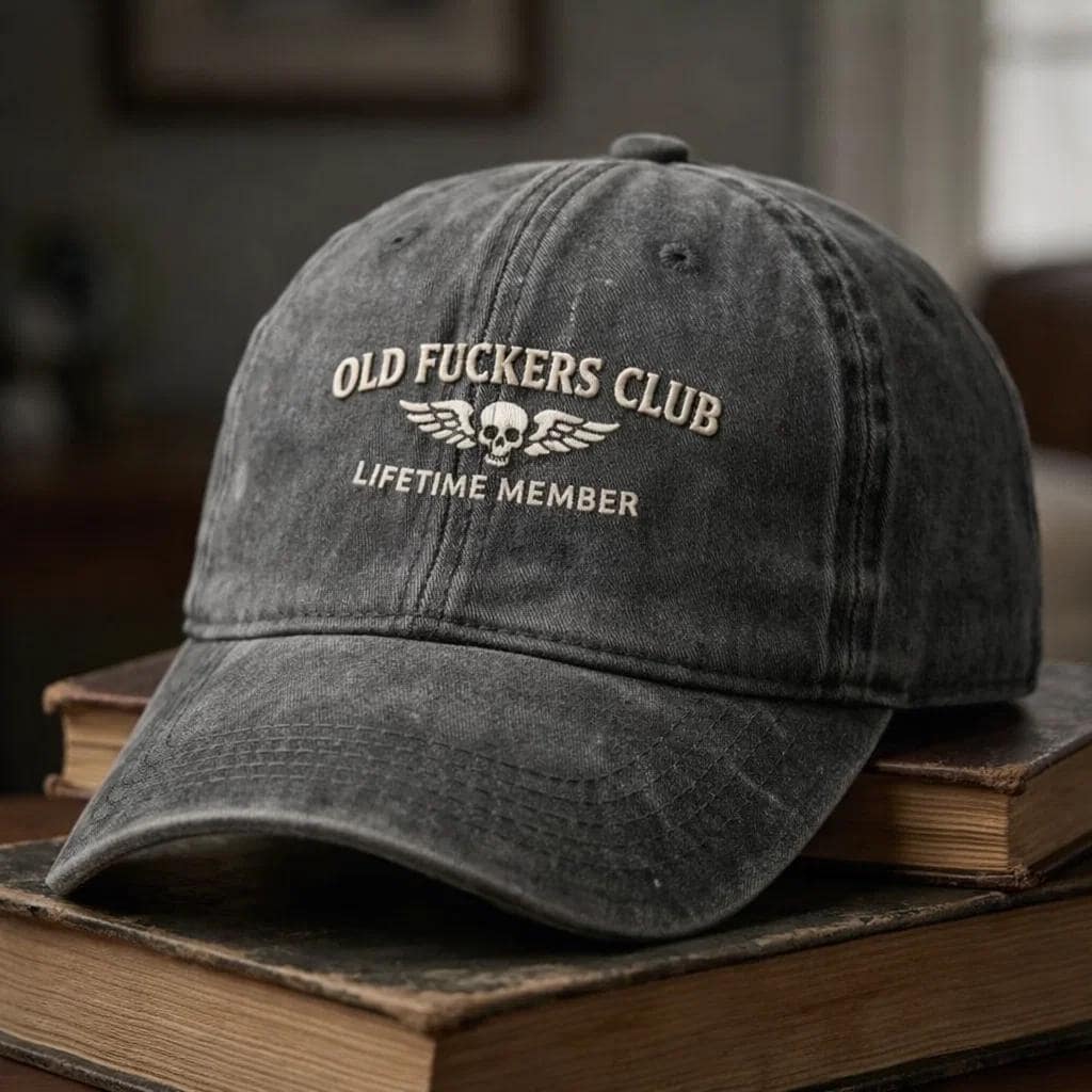 Old F*ckers Club Cap – Funny Dad Hat, Vintage Washed Cotton Dad Cap, Gen X Embroidered Retro Gift for Dad