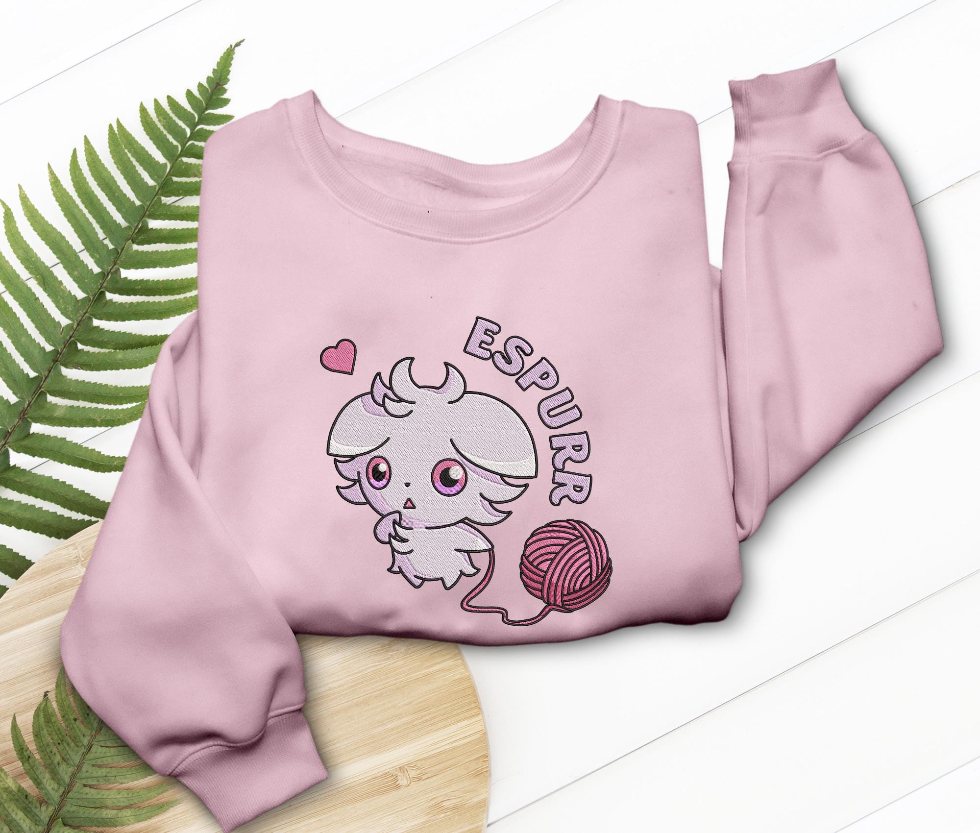 Espurr Embroidered Shirt Psychic Cat Yarn Design T-shirt Sweatshirt Hoodie Gaming Gifts