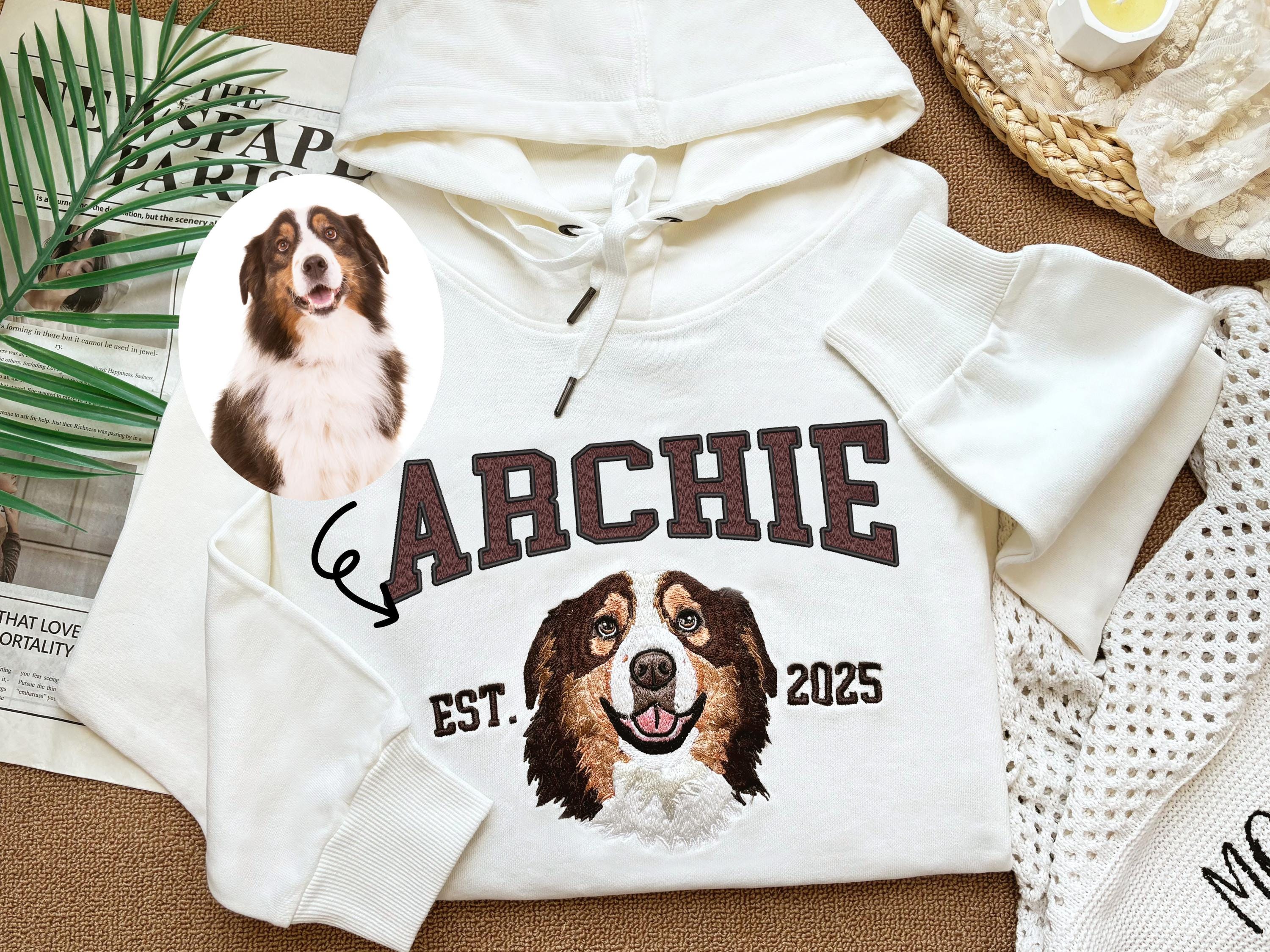 Custom Embroidered Pet from Your Photo Sweatshirt – Personalized Dog Hoodie with Name Embroidered, Custom Gift for Dog Owners