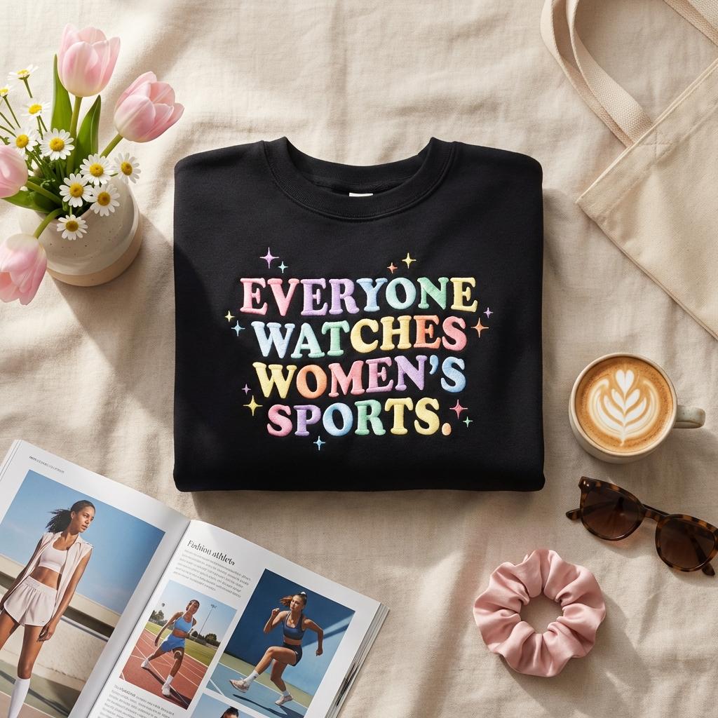 EMBROIDERED Everyone Watches Women’s Sports Sweatshirt, Feminist Body Positivity Outfit, Inclusive Equality Shirt, Women’s Sports Fan Gift