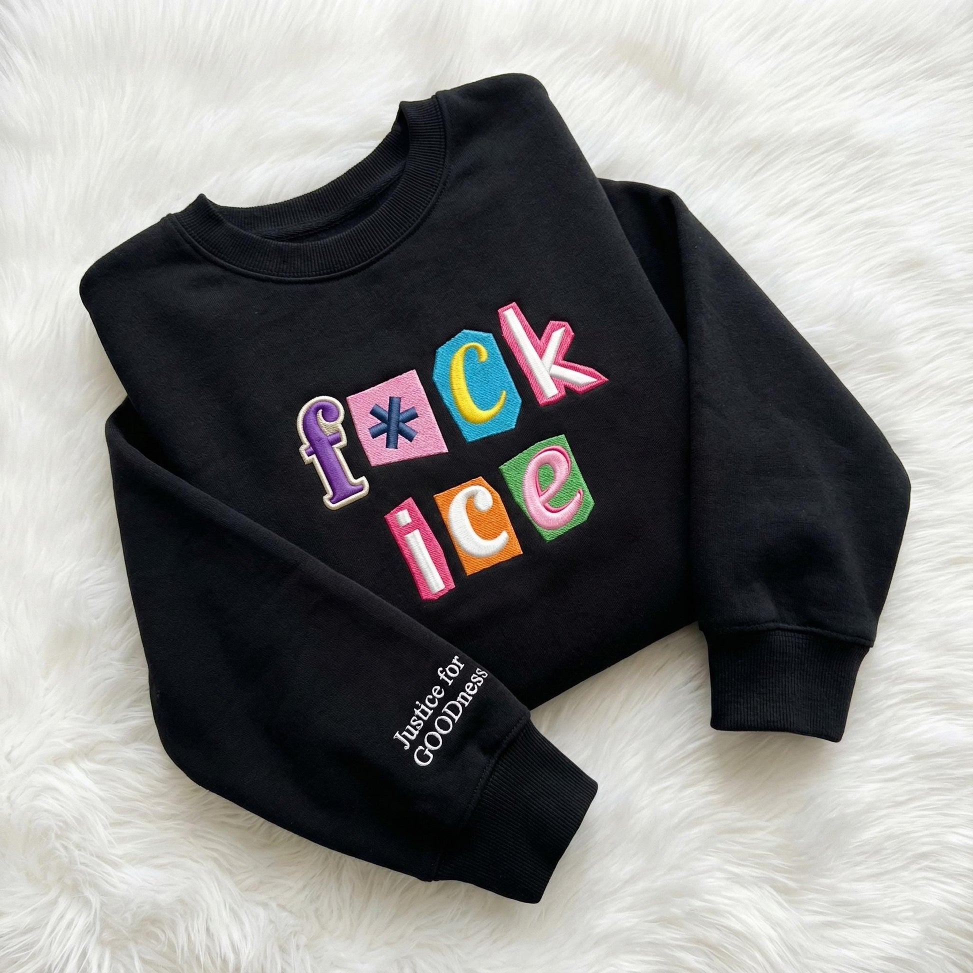 F*ck ICE Embroidered Sweatshirt – Anti ICE Magazine Letters Pullover, Abolish ICE Unisex Sweater, No Human Is Illegal, FDT Protest Apparel