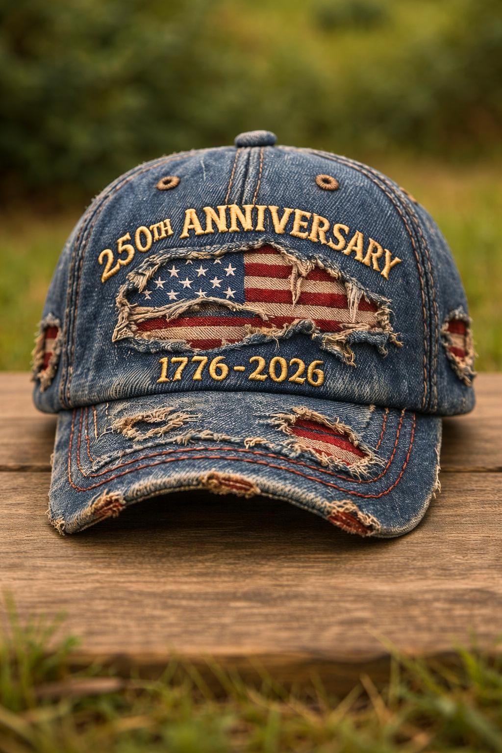 USA 250th Anniversary Distressed Hat (1776–2026) – Vintage Patriotic American Flag Cap, Independence Celebration Gift for Men