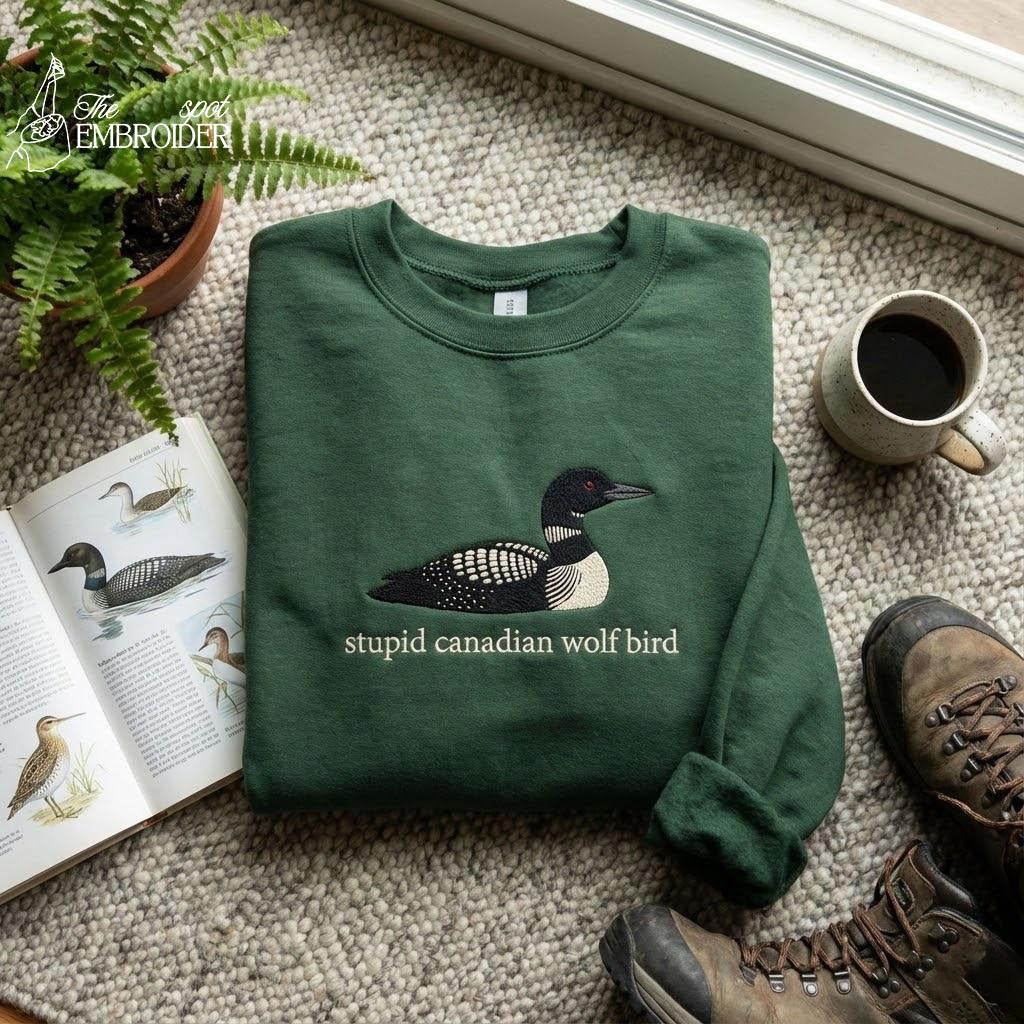 Embroidered Heated Rivalry Sweatshirt – Stupid Canadian Wolf Bird Loon, Team Hollanov Hockey Sweatshirt, Funny LGBT Hockey Fan Gift