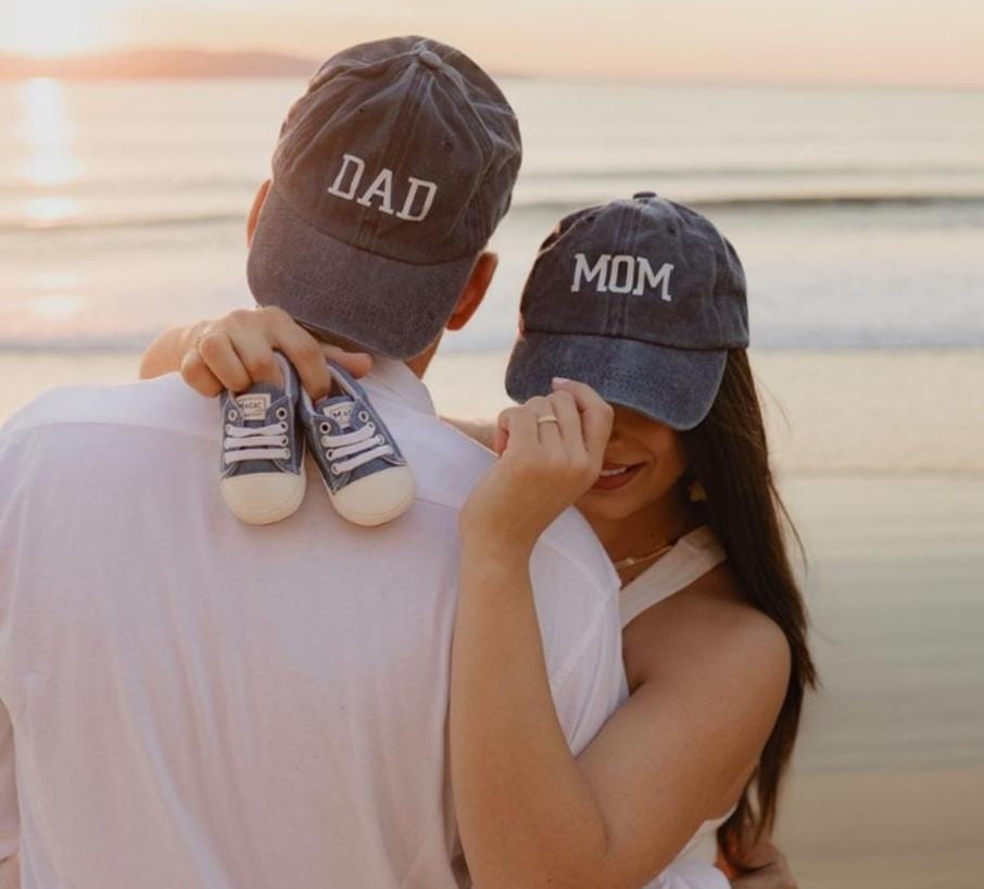 Custom Embroidered Hat with Name or Title – Personalized Dad Mom Baseball Cap for Baby Announcement or New Parent Gift Idea