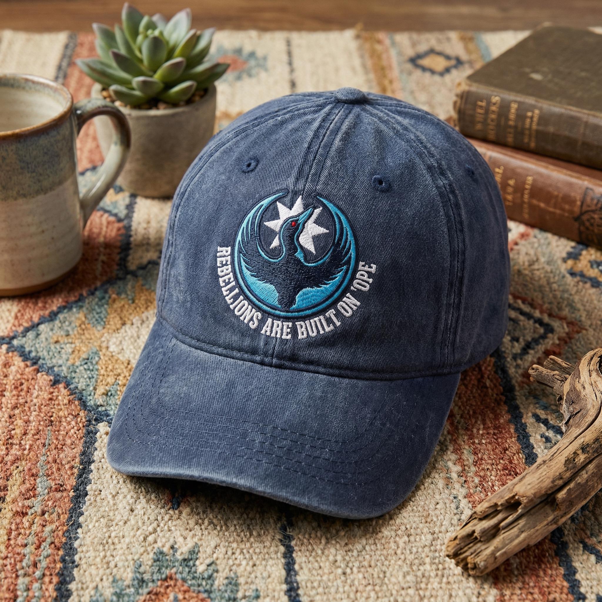 Rebellions Are Built On Hope Embroidered Hat, Minnesota Rebel Alliance Political Hat, MN State Bird Loon Protest + Resistance Hat
