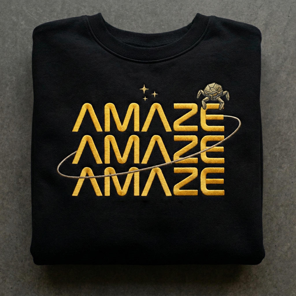 Embroidered Amaze Amaze Amaze Sweatshirt, Sci-Fi Men Tee, Funny Space Quote Shirt, Book Lovers Gift