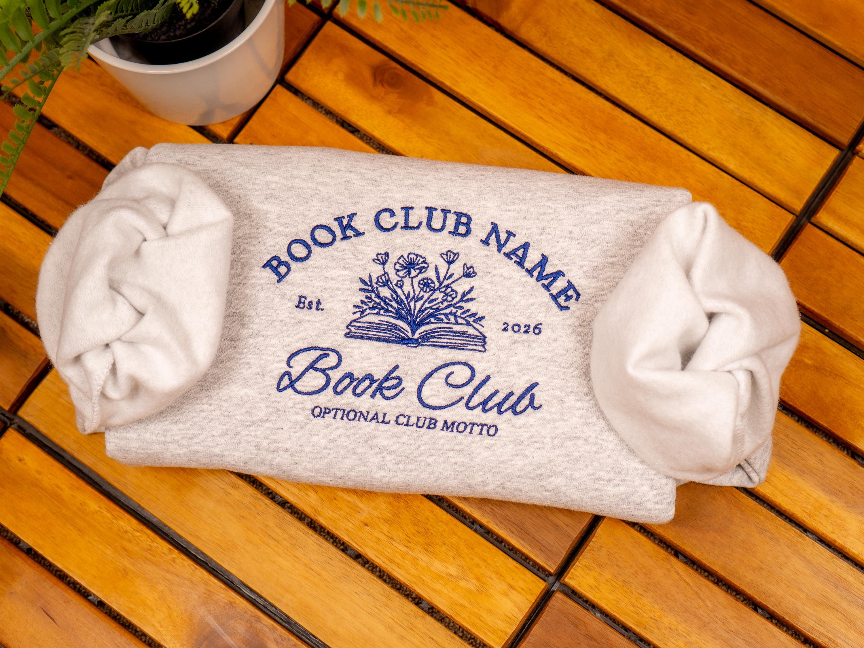 Embroidered Book Club Sweatshirt, Custom Book Club Crewneck, Personalized Reader Gift, Book Lover Shirt, Bookish Group Merch