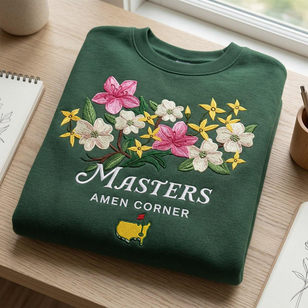 Embroidered Masters Amen Corner Floral Sweatshirt | Golf Tournament Apparel