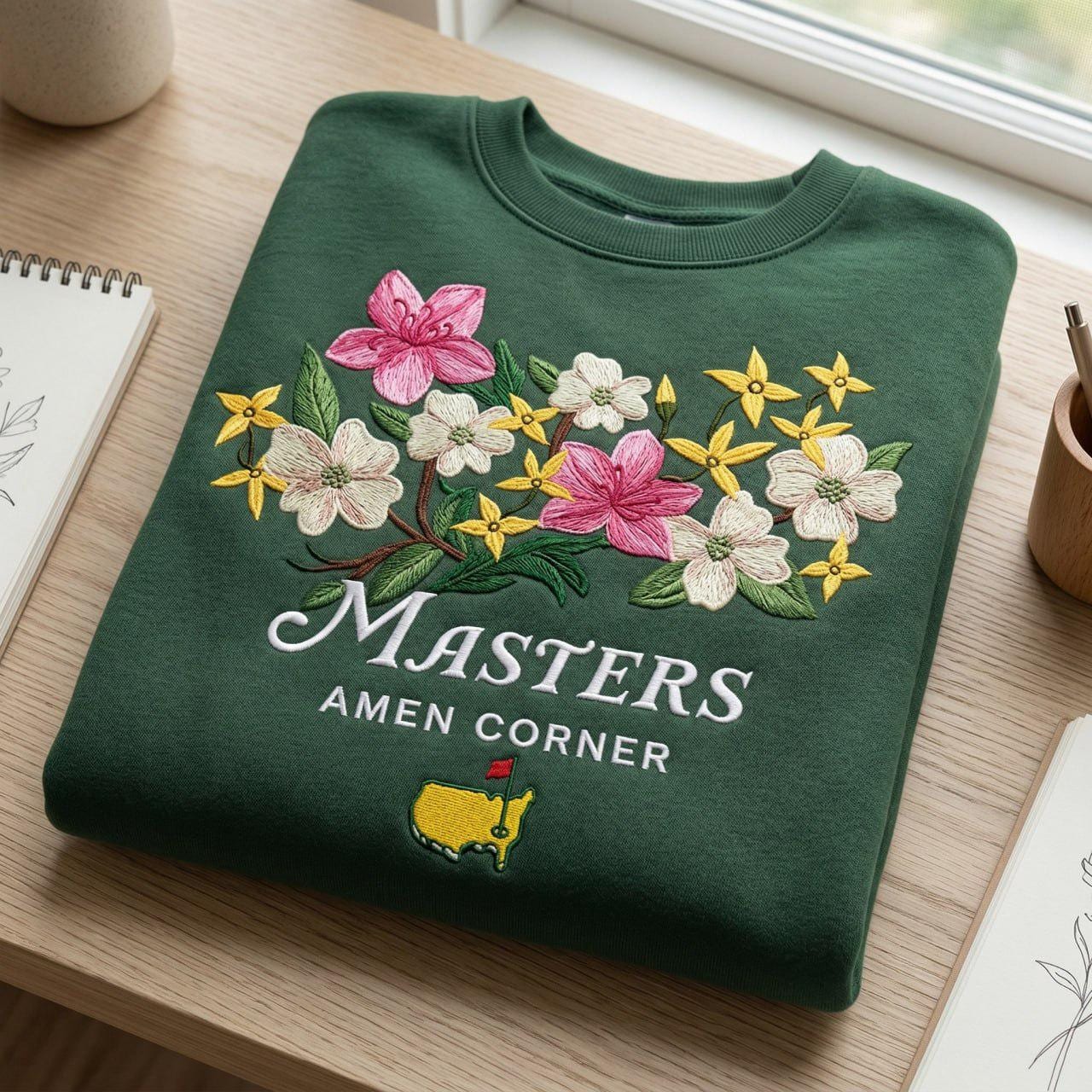 Embroidered Masters Amen Corner Floral Sweatshirt | Golf Tournament Apparel