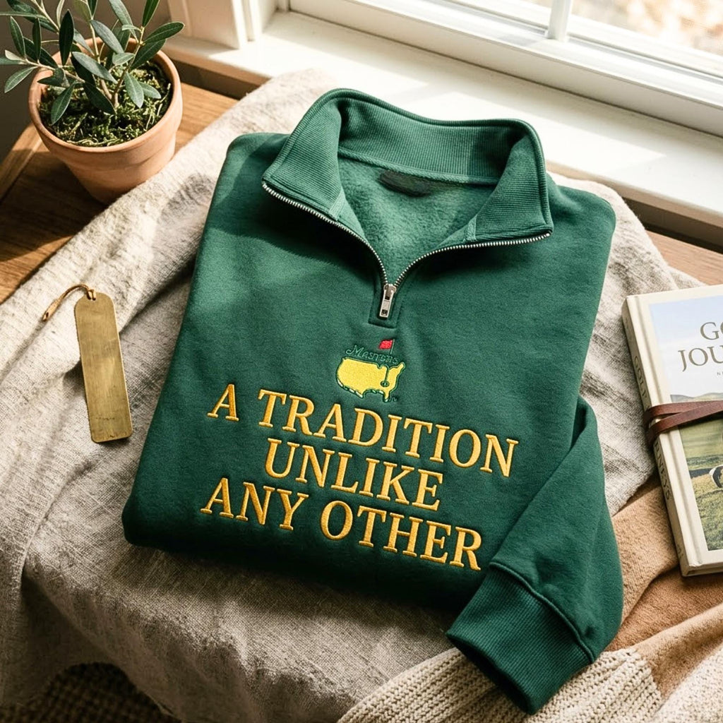 Masters Tournament Quarter Zip Sweatshirt, Embroidered Golf Tradition pullover