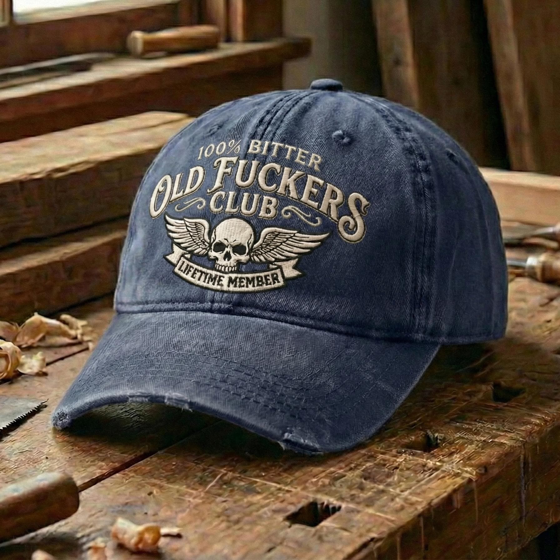 Old F*ckers Club Hat – Funny Dad Hat, Vintage Washed Cotton Embroidered Dad Cap, Retro Gen X Gift, Adjustable Baseball Hat