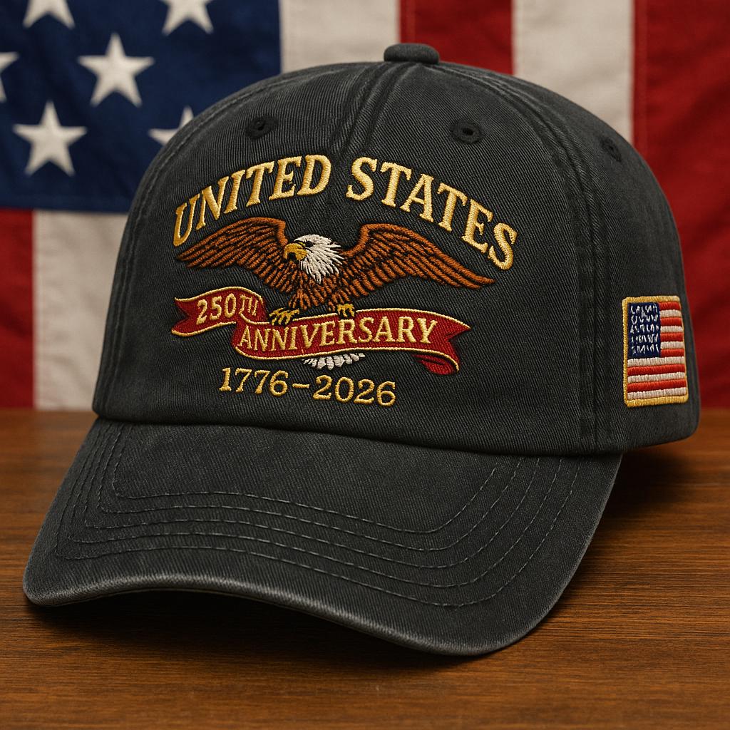 United States 250th Anniversary Embroidered Dad Cap, 1776–2026 American Eagle Hat, Patriotic Semiquincentennial Gift