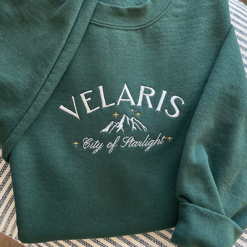 Velaris Embroidered Sweatshirt, ACOTAR crewneck, Velaris City of Starlight sweatshirt, Embroidered Velaris Sweatshirt, bookish sweatshirt