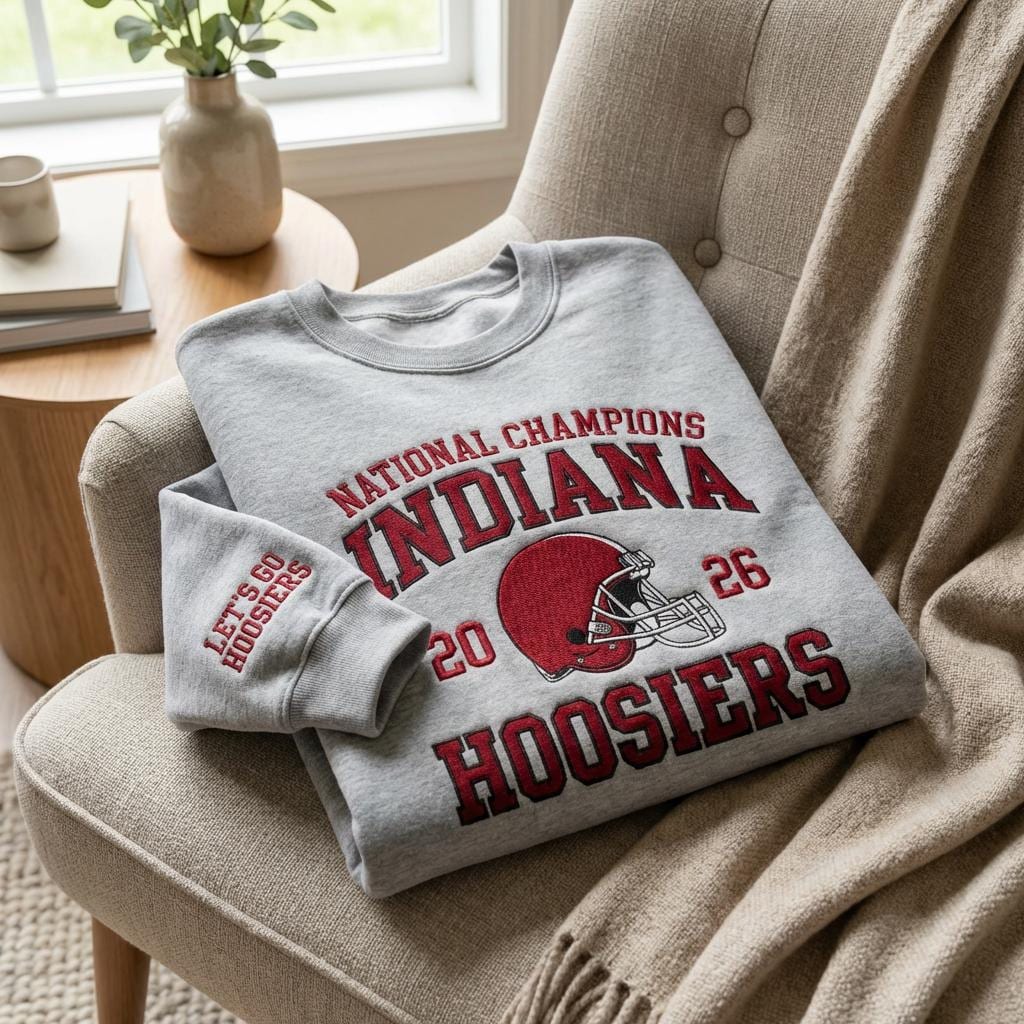2026 National Champs Sweatshirt, Embroidered Game Day Crewneck, Indiana Hoosiers Football Fan Gift