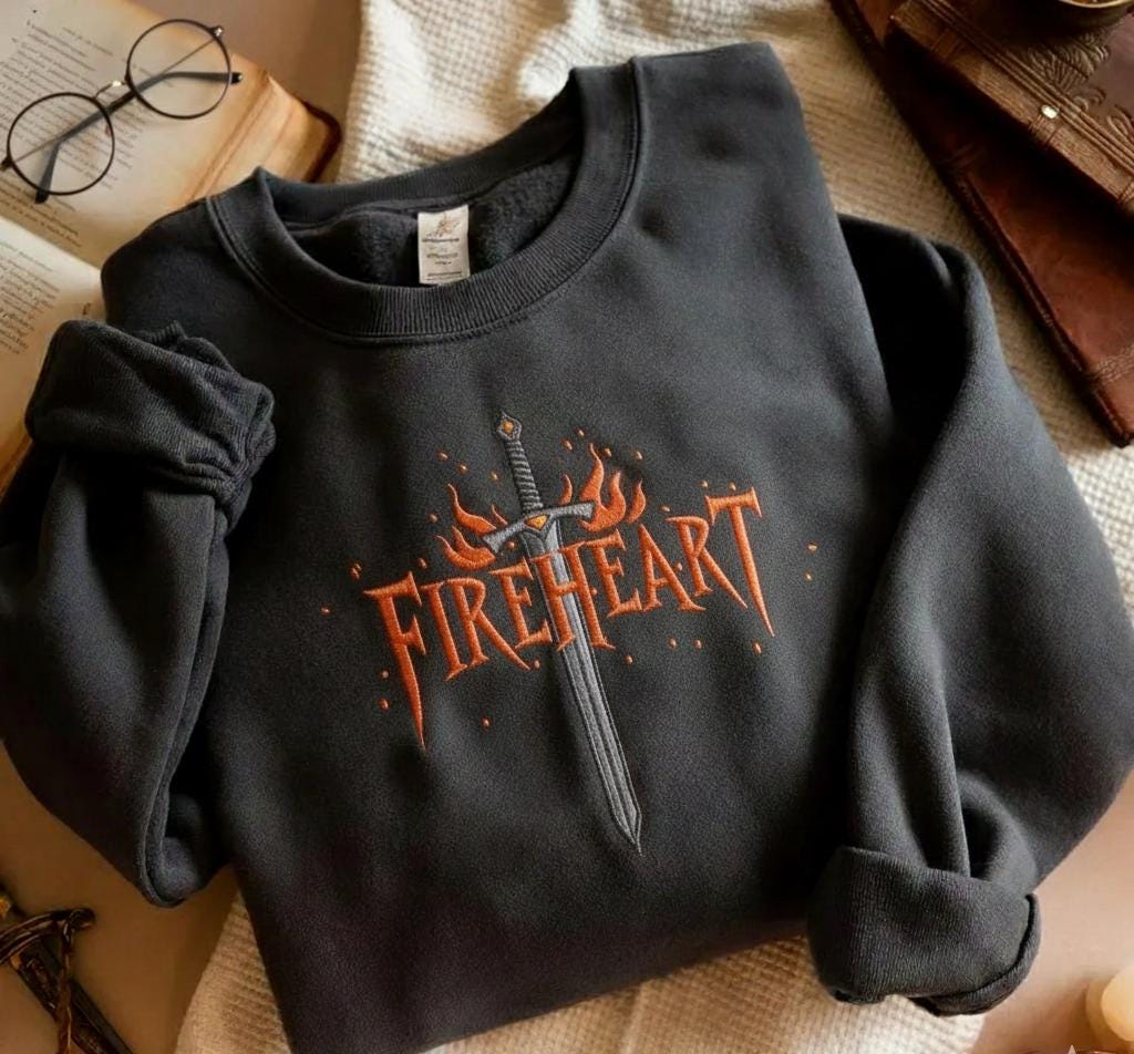Vintage Fire-heart Embroidered Sweatshirt, SJM Embroidered Merch, Throne of Glass Shirt, To Whatever End Shirt, You Do not Yield Sweatshirt