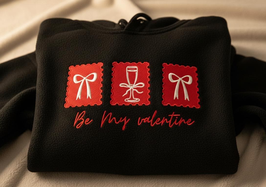Be My Valentine Embroidery Sweatshirt, Hand Embroidered Valentine Crewneck, Cozy Romantic Gift