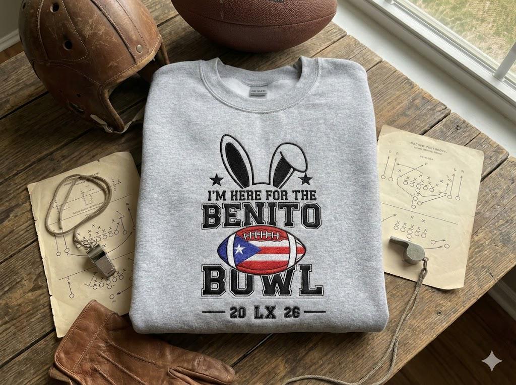 Embroidered Benito Bowl Sweatshirt – Football Fan Shirt 2026 | Puerto Rico Bowl Game Crewneck, Unisex Sports Gift