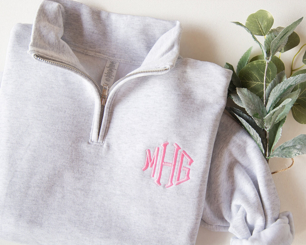 Monogram Quarter Zip Sweatshirt, Embroidered Quarter Zip, Monogrammed Gift, Personalized Monogram, Monogram Pullover, Christmas Gift