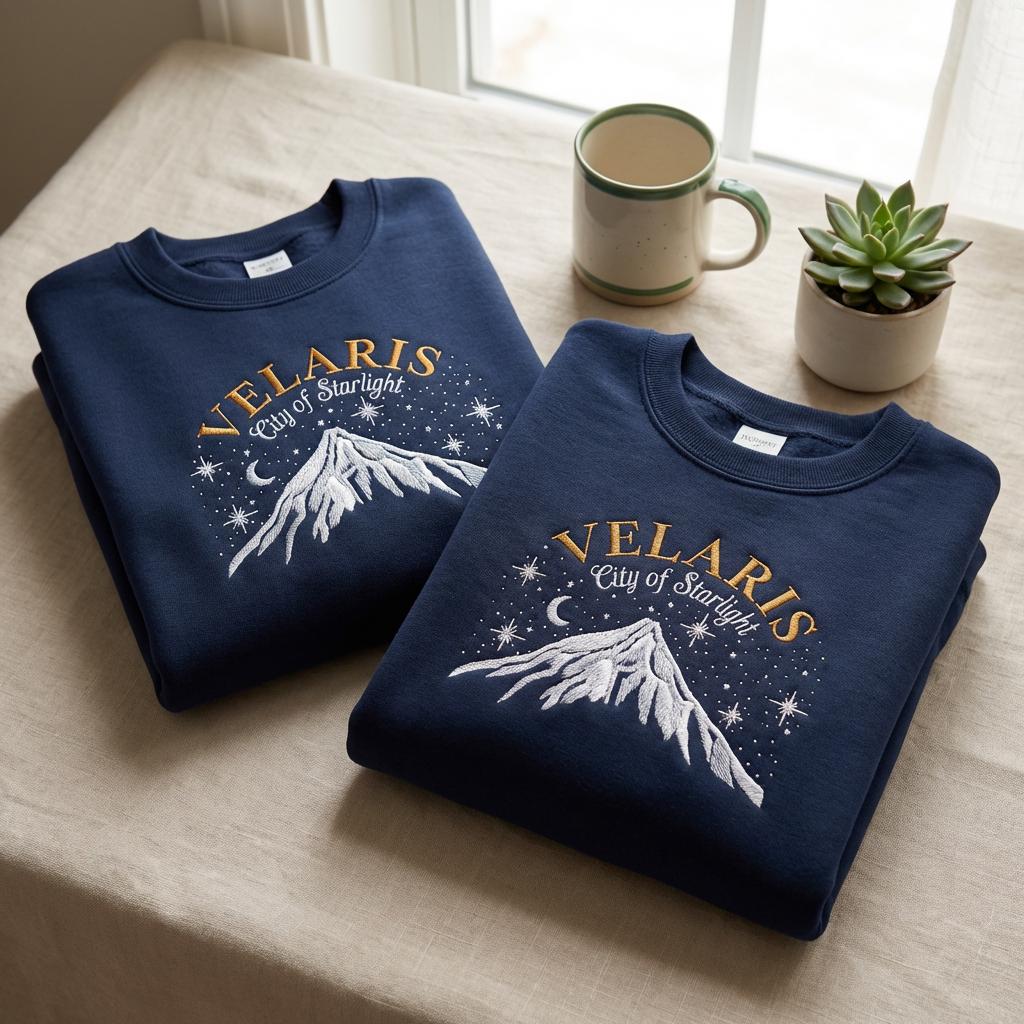 City of Starlight Embroidered Sweatshirt, Velaris Night Court Crewneck, Fantasy Book Fan Gift