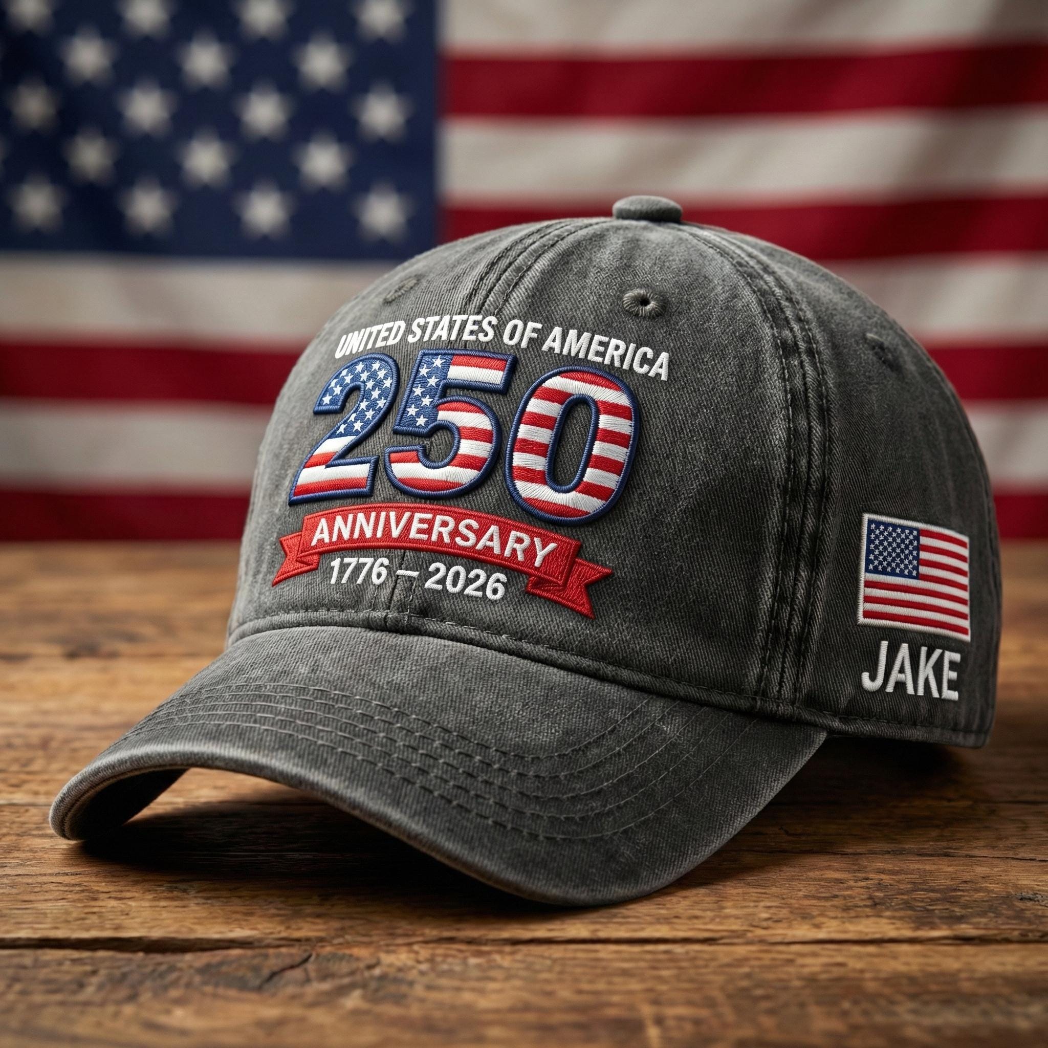 Embroidered United States 250th Anniversary Hat, 250 Embroidered Cap, Independence Celebration Gift 1776 2026, Semiquincentennial Gift Cap