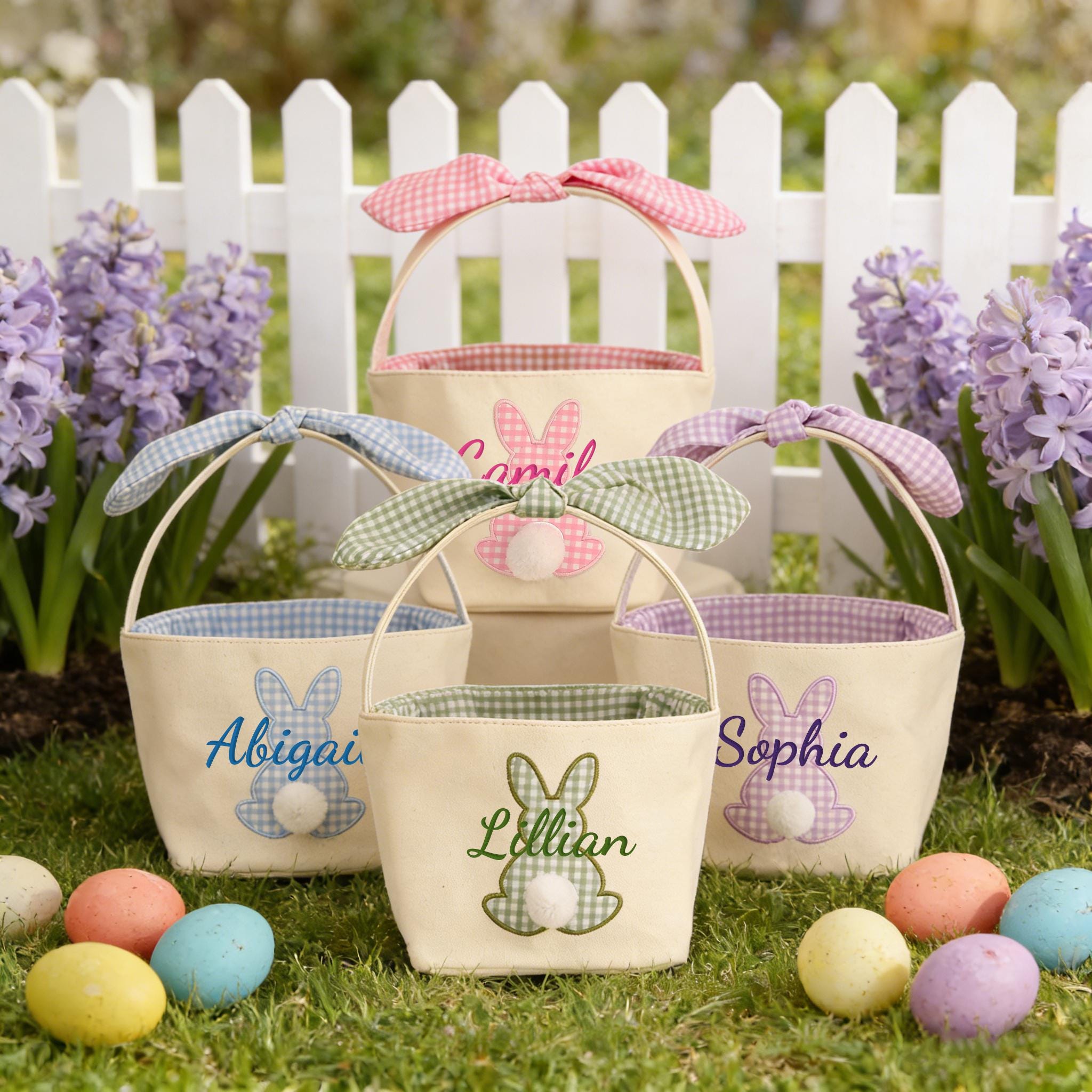 Personalized Easter Basket, Spring Egg Hunt Bucket, Custom Easter Egg Hunt Gift for Kids, Baby's First Easter Keepsake
