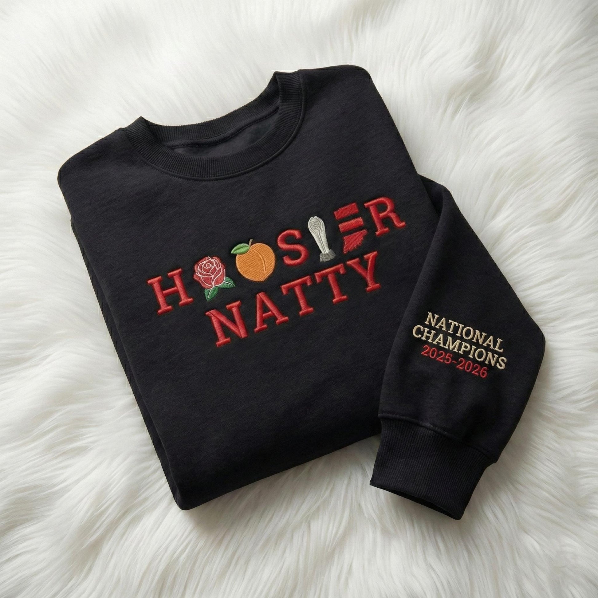 Embroidered Indiana Champions 2026 Sweatshirt, Trendy Trophy Shirt, Hoosiers Game Day Hoodie, Unisex Football Fan Gift