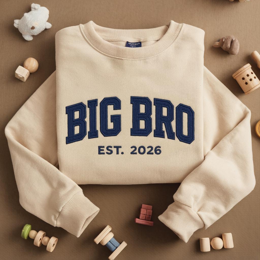 Big Brother Embroidered Sweatshirt, Big Bro Est. 2026 Shirt, Toddler Crewneck, Sibling Announcement Outfit, Custom Baby Gift