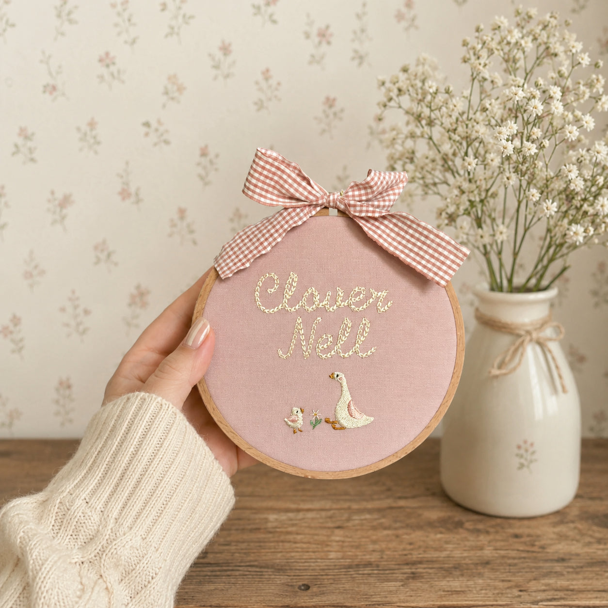 Personalized Embroidered Baby Announcement Sign, Baby Birth Announcement, Newborn Name Plate for Hospital, Baby Name Sign, Baby Shower Gift EM01