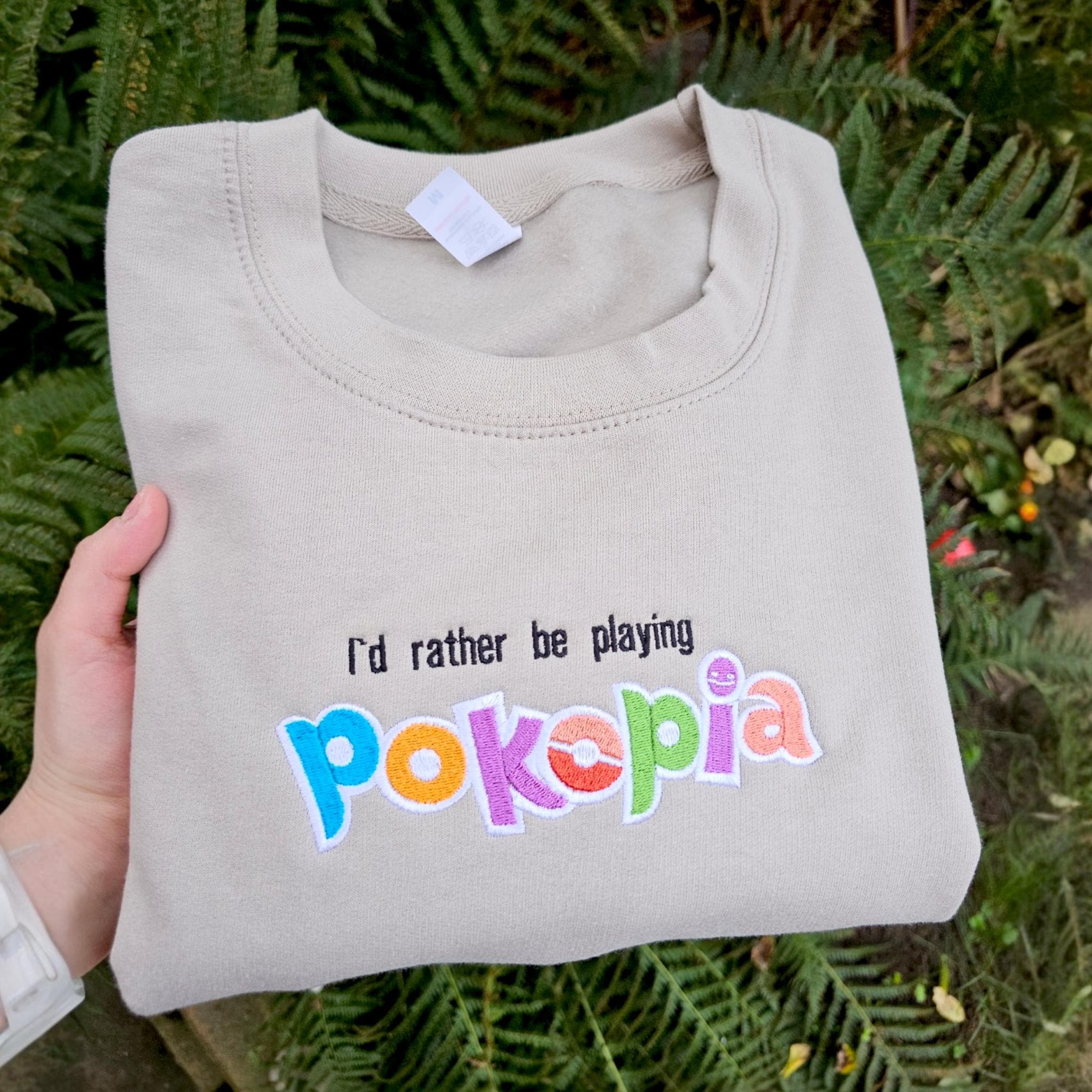 Pokopia Embroidered Sweatshirt, Cute Gaming Sweatshirt, Pokemon Sweatshirt