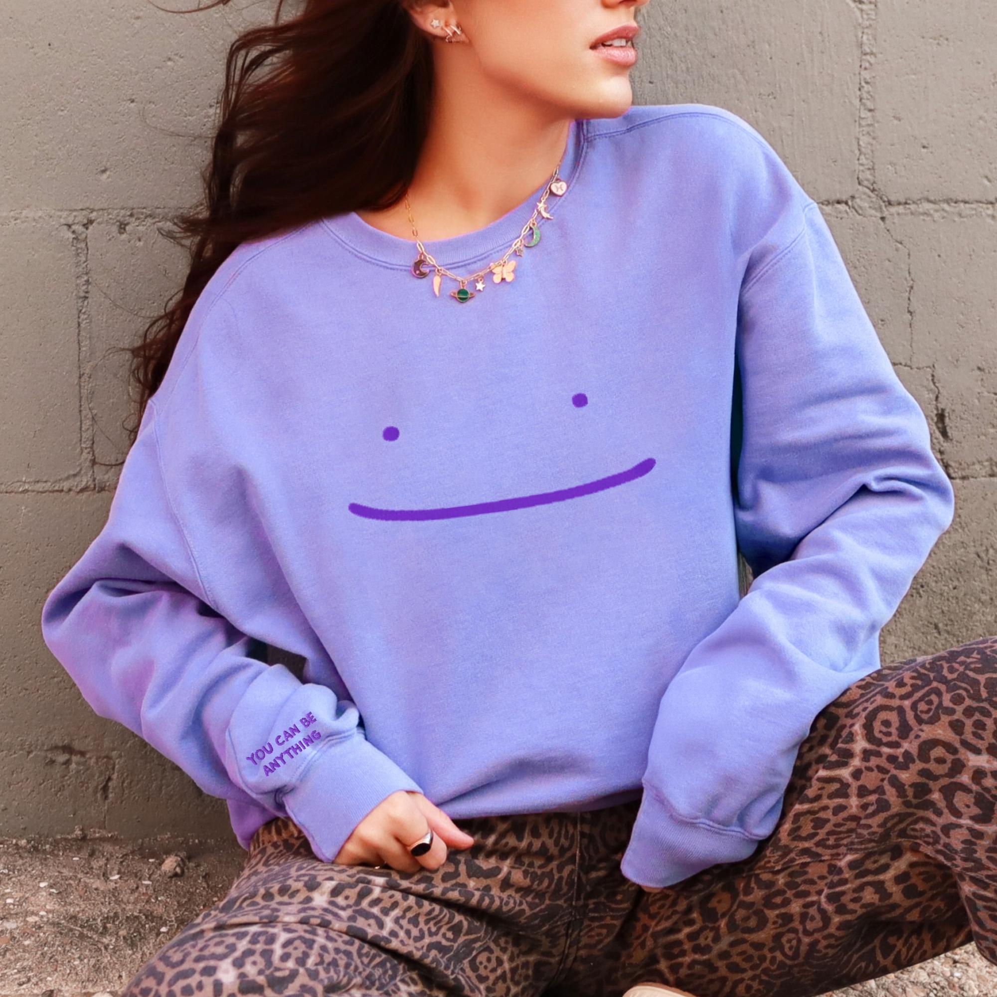 You Can Be Anything Smile Embroidered Sweatshirt, Positive Quote Crewneck, Inspirational Graphic Pullover, Cute Minimalist Hoodie, Uplifting Gift Idea