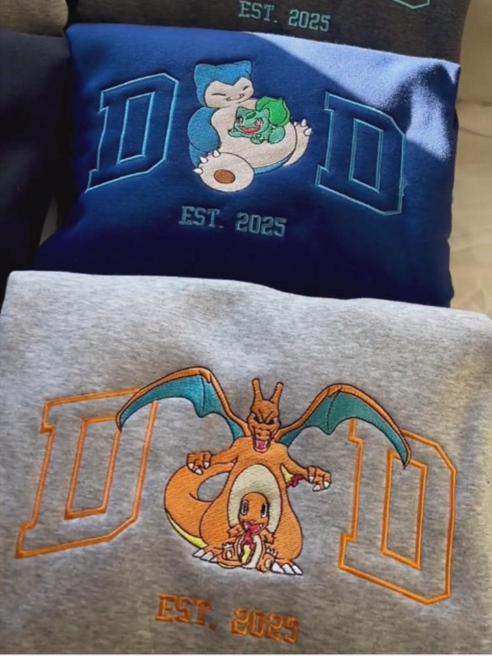 Custom Poke Dad Embroidered T-Shirt, PKM Anime Character Embroidery Sweatshirt, Funny Anime Dad Shirt, Family Matching Tee, Gift For Dad