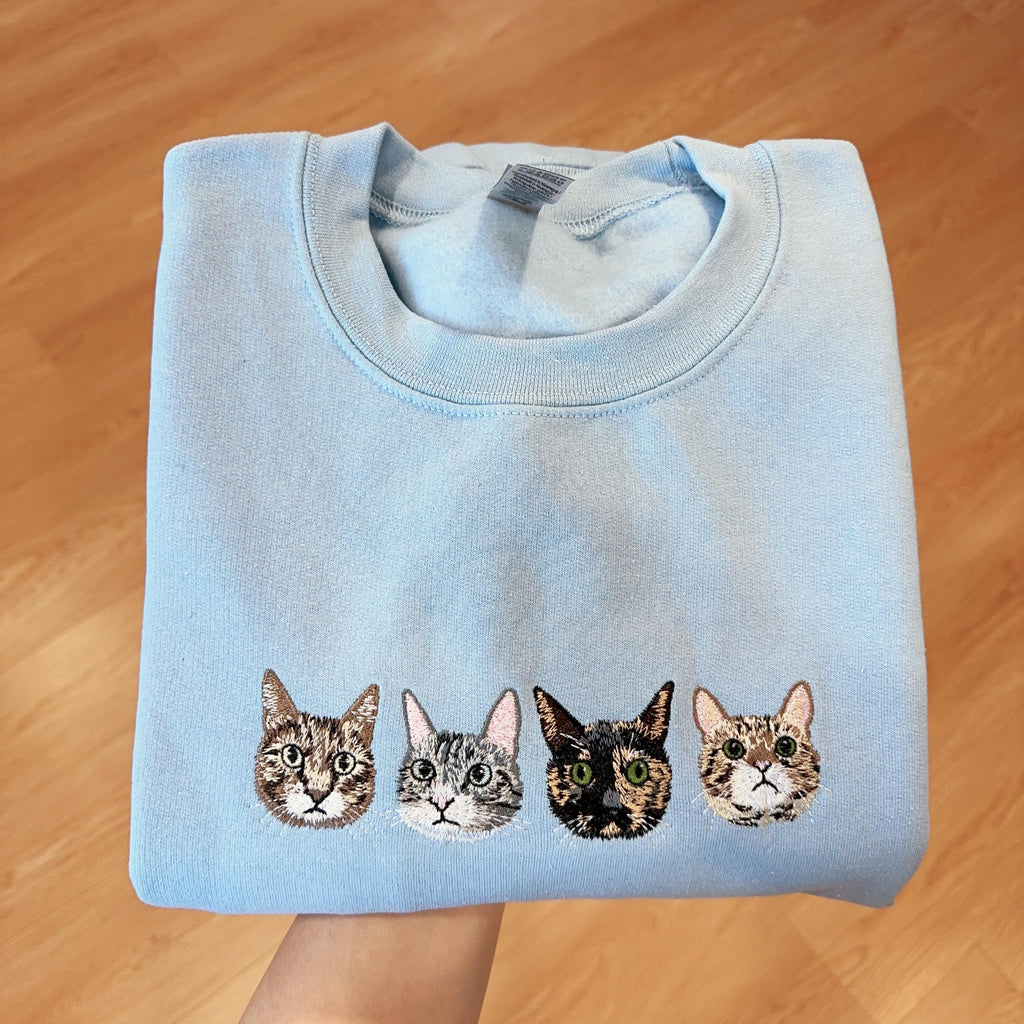 Custom Pet Portrait Sweatshirt – Embroidered Dog or Cat Hoodie, Personalized Gift for Pet Lovers, Pet Memorial Sweater