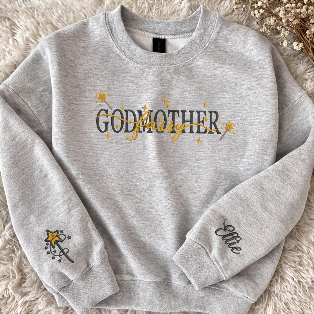 Personalized Godmother Sweatshirt: Embroidered Christening Gift