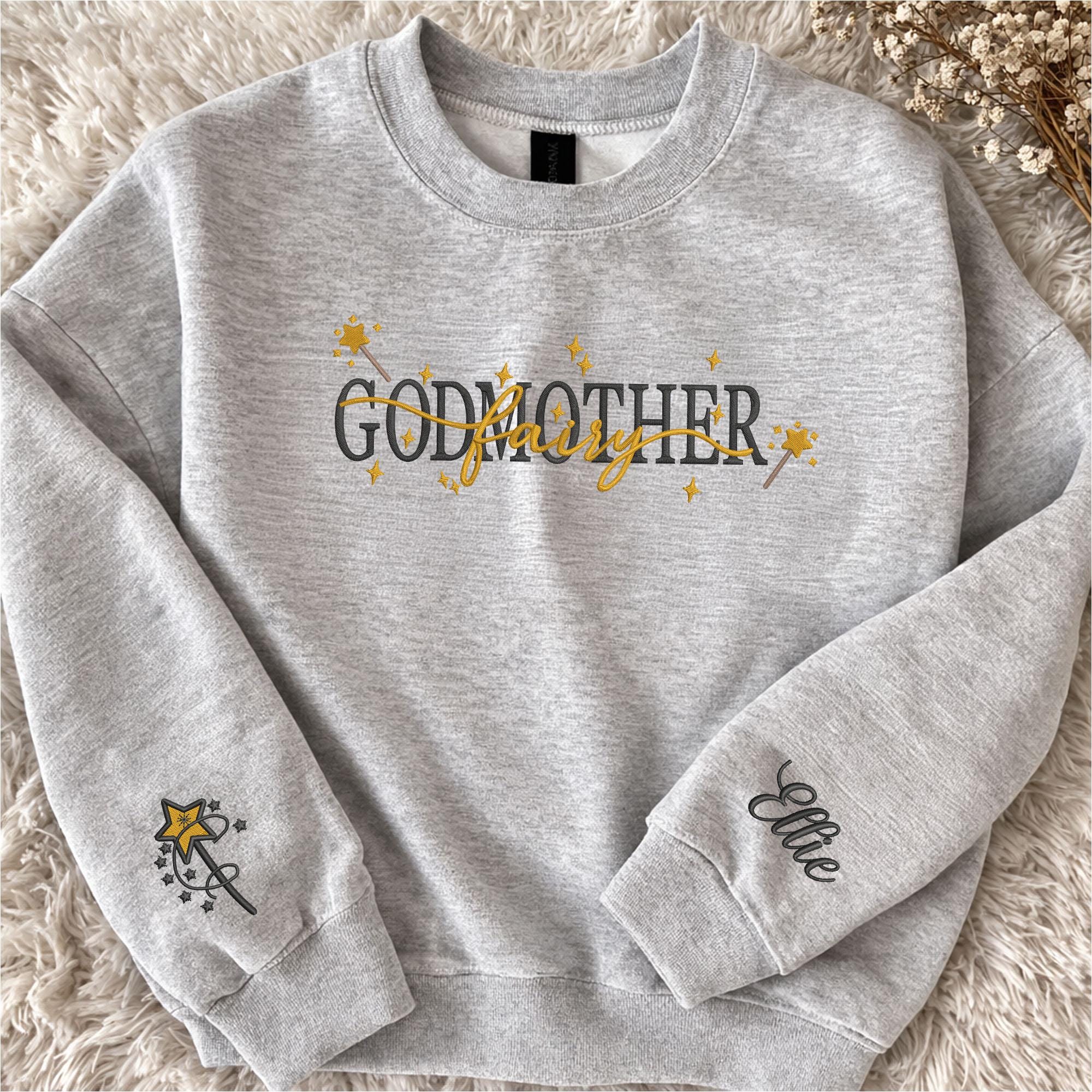 Personalized Godmother Sweatshirt: Embroidered Christening Gift
