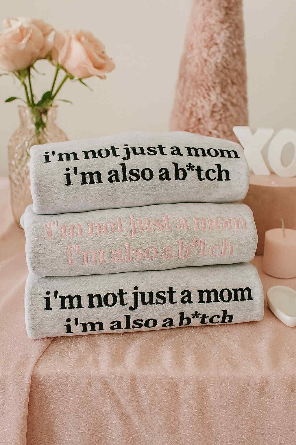 Not Just a Mom Embroidered Sweatshirt, Funny Mom Crewneck, Custom Gildan Pullover, Cozy Mom Gift, Trendy Mama Sweatshirt, Gift for Her