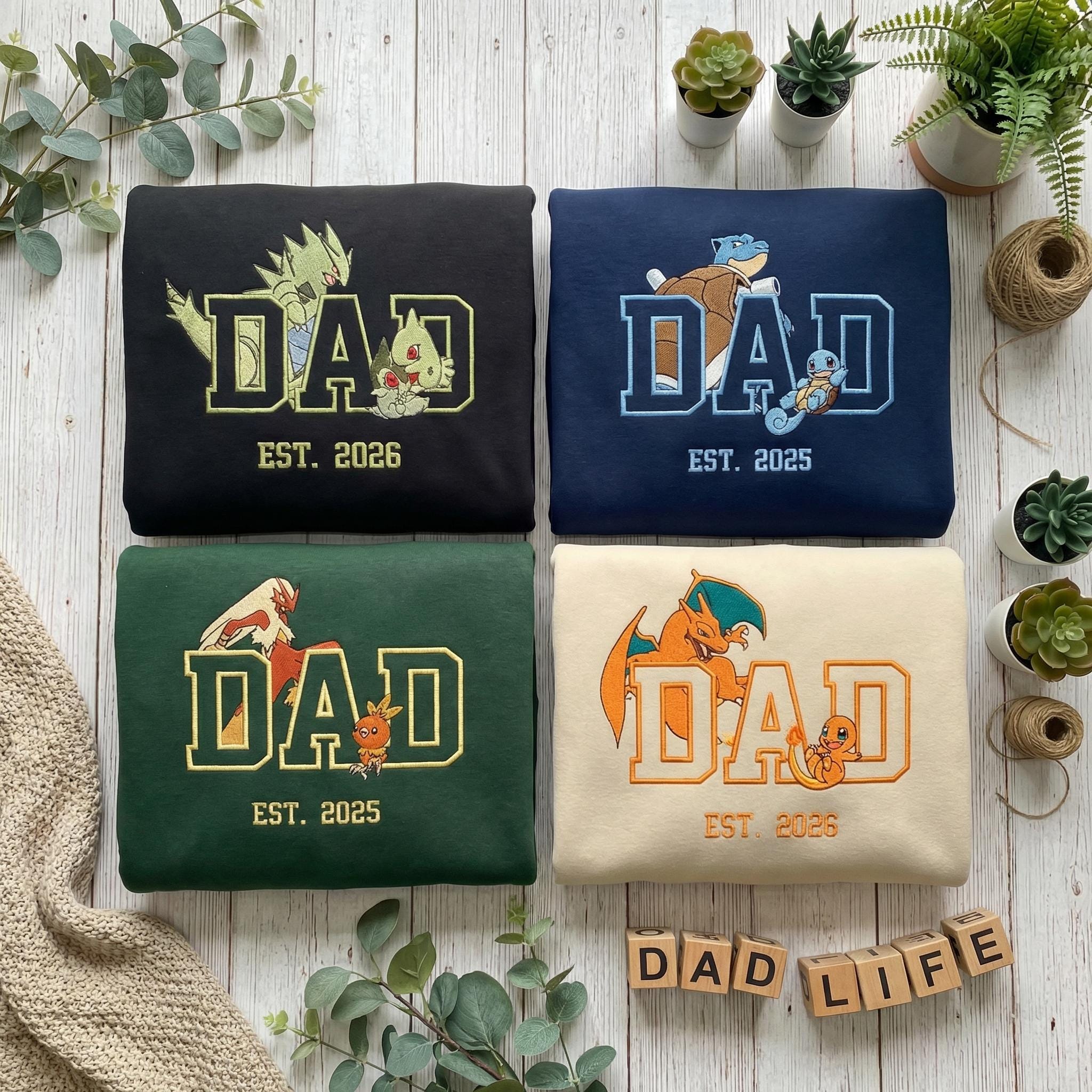 Custom Dad Embroidered Sweatshirt, Anime Mom Tee, Vintage 90s Manga Shirt, Father’s Day Gift, Birthday Gift for Him