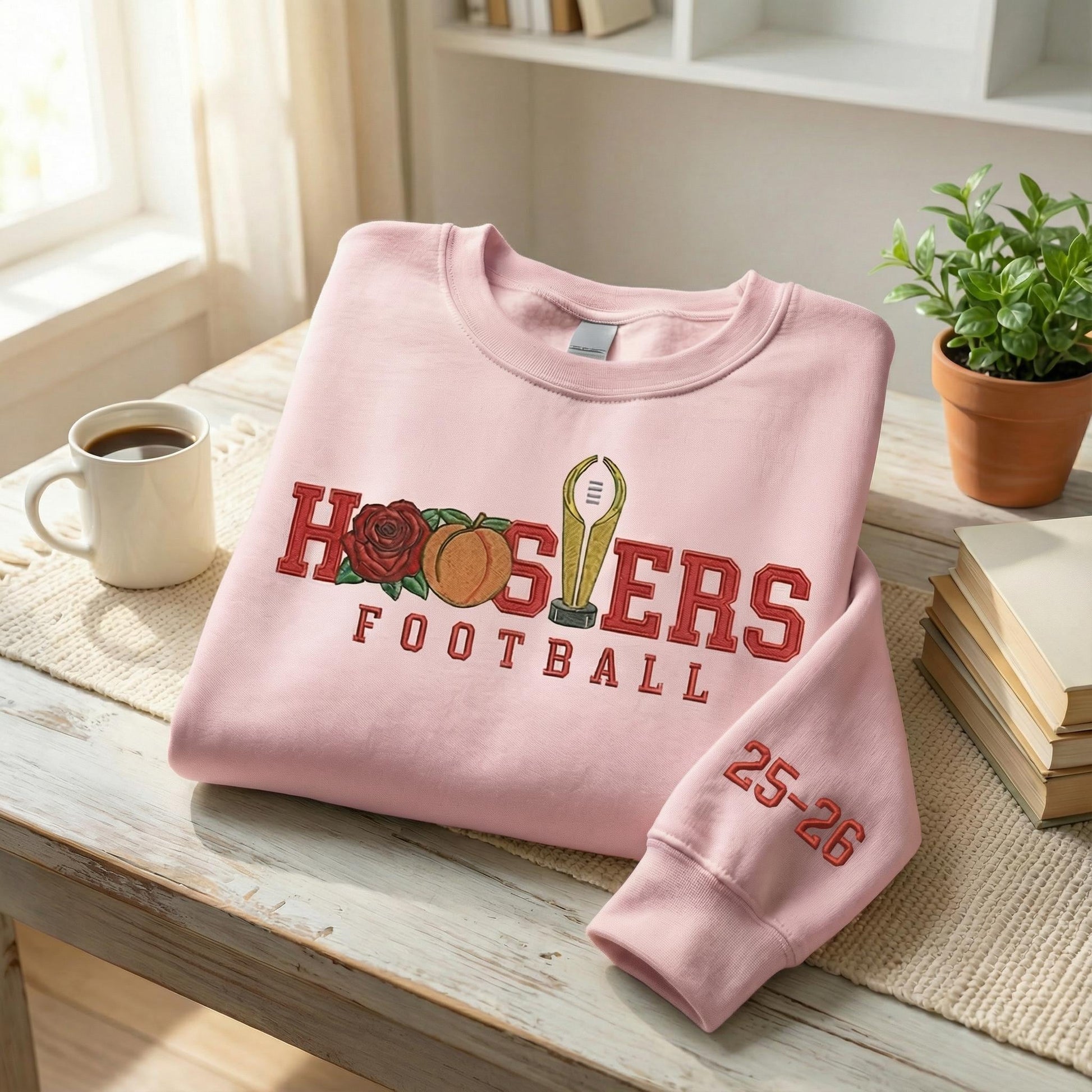 Indiana Rose Bowl & Peach Bowl Champs Embroidered Sweatshirt, Indiana Football Shirt, Hoosiers Game Day Tee, College Football Fan Gift