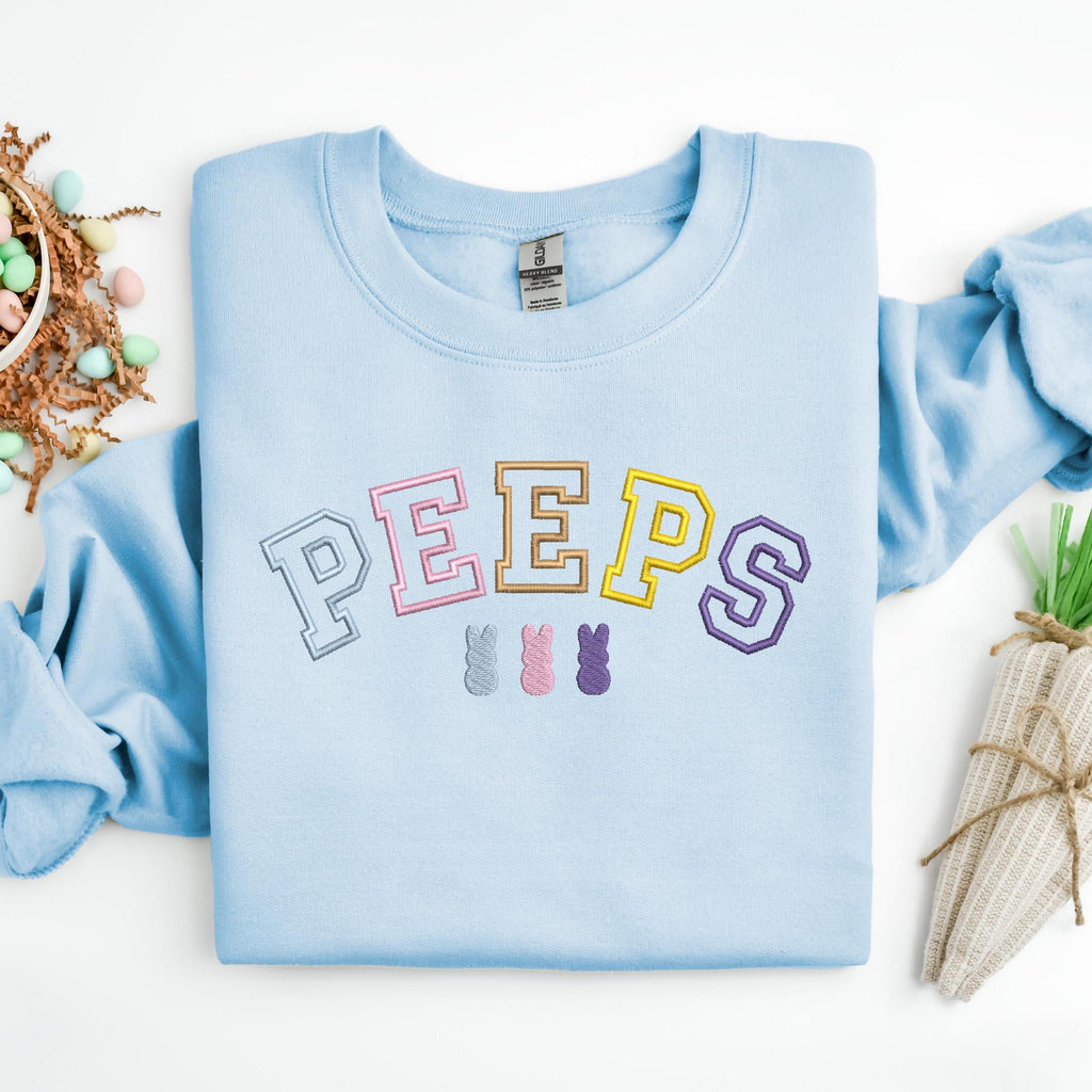 Embroidered Easter Bunny Peeps Sweatshirt, Happy Easter Embroidered Shirt, Cute Easter Gift, Bunny Peeps Shirt