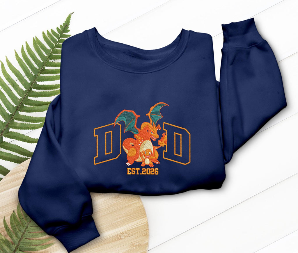 Charizard Dad Shirt Custom Evolution Starter EST Anime Embroidered T-shirt, Sweatshirt, Hoodie Manga Gifts