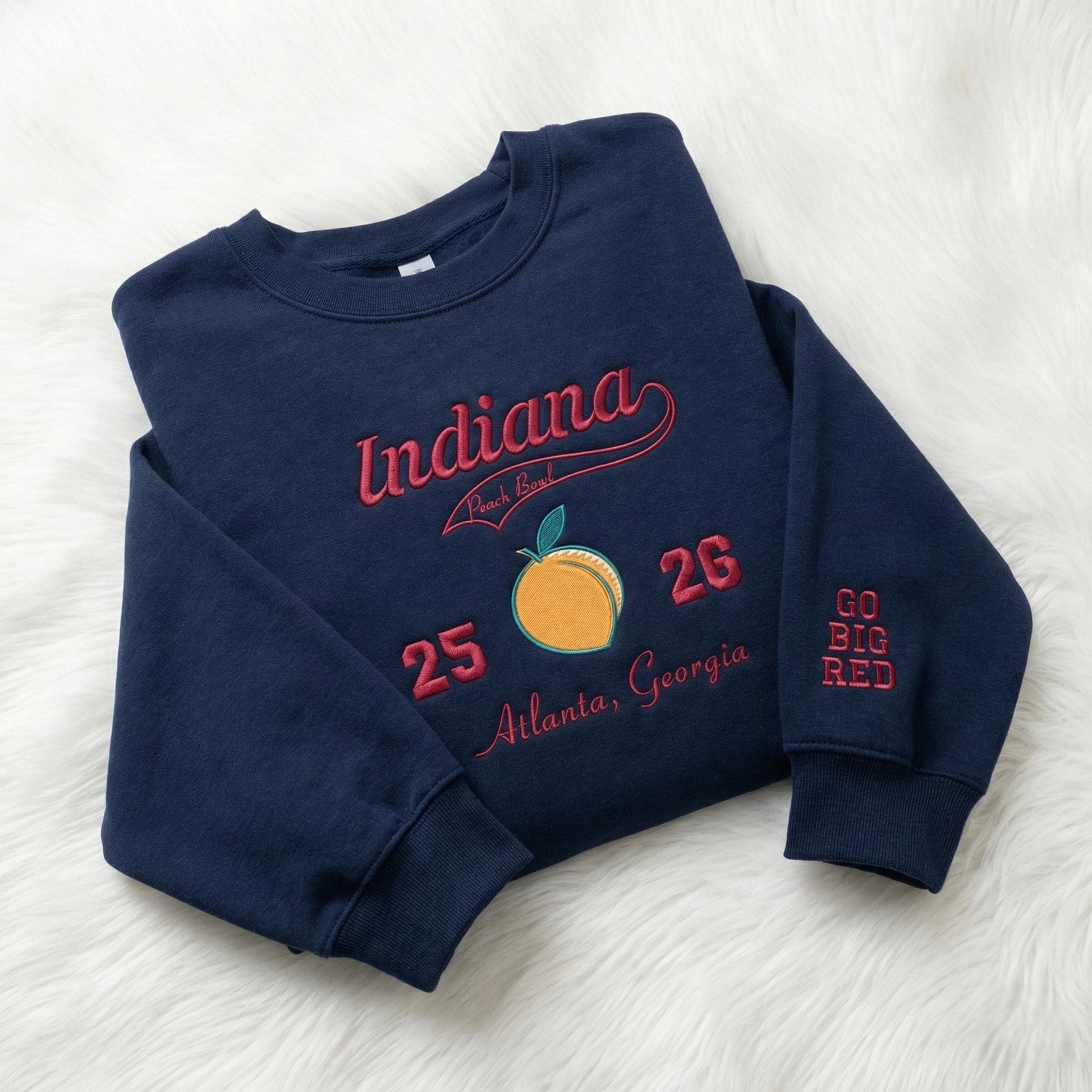Embroidered Indiana Peach Bowl 2026 Sweatshirt, Trendy Game Day Apparel, Indiana Football Fan Shirt, Unisex Hoodie TShirt, College Football Gift