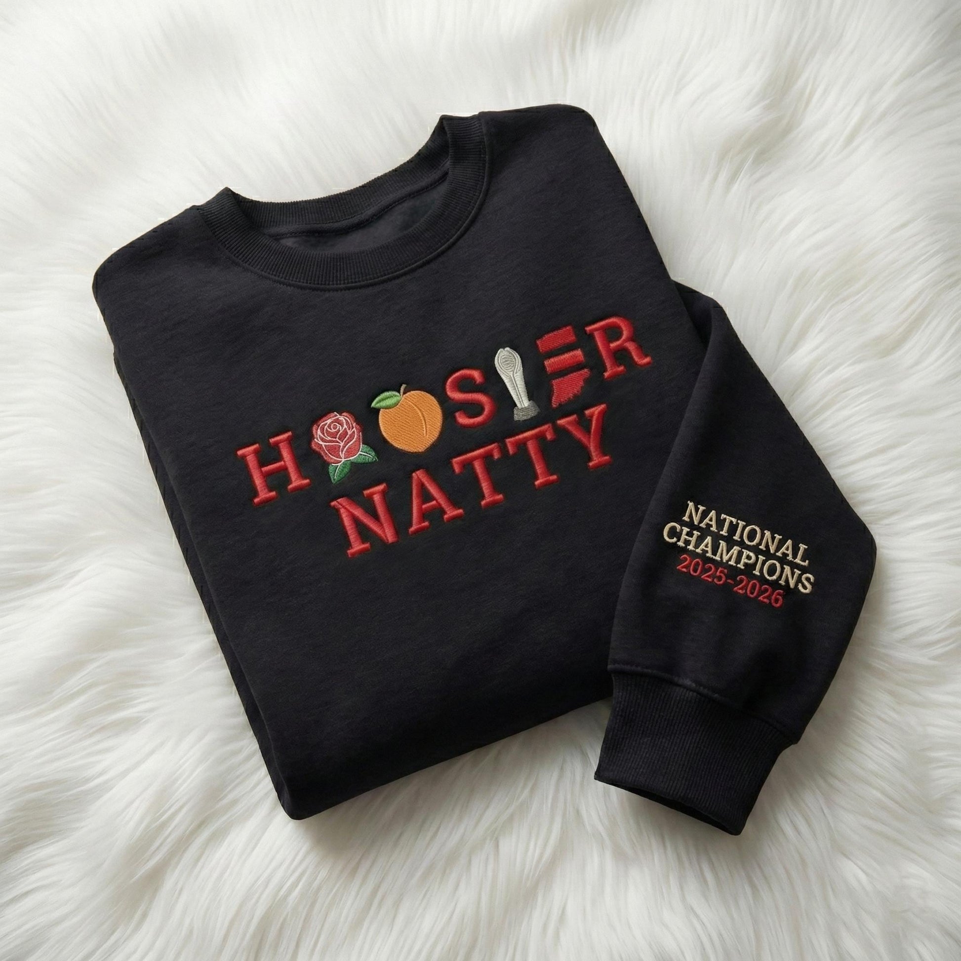 Embroidered Indiana Champions 2026 Sweatshirt, Trendy Trophy Shirt, Unisex Clothing For Hoosiers, Hoodie Football Fan Gift Embroidery Hoodie