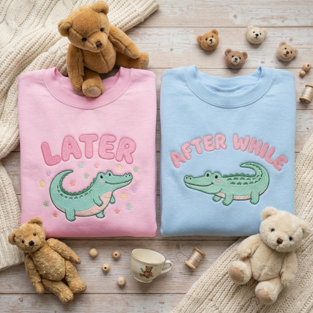 Embroidered Later Gator Shirt, After While Crocodile Shirt, Trending Shirt, Catch Phrase Shirt, Respect The Locals Shirt, Girly Shirt