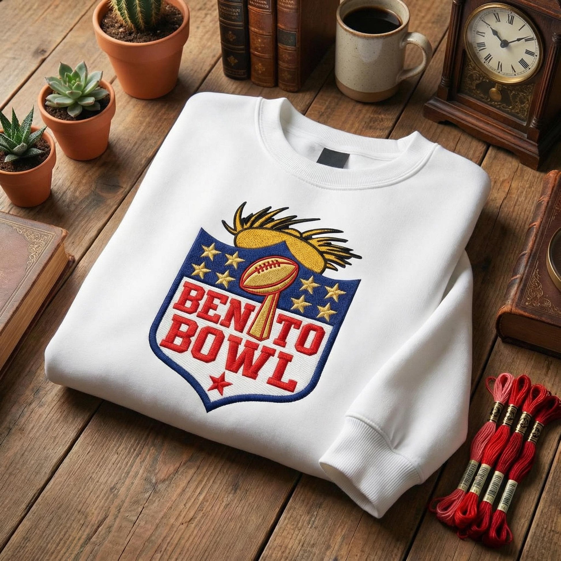 Embroidered Benito Bowl Sweatshirt – Game Day Bunny Crewneck | Puerto Rico Fan Shirt, Football-Inspired Apparel