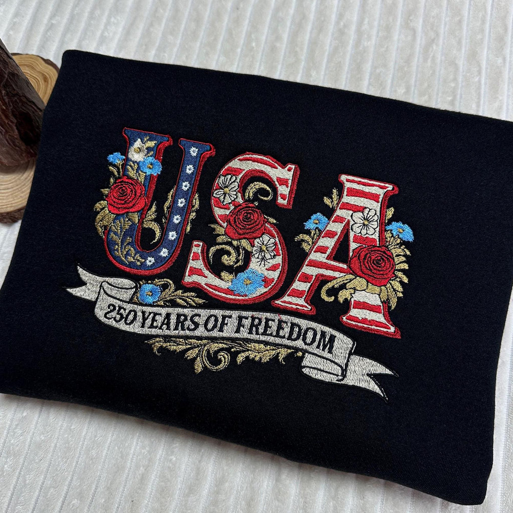USA Embroidered Shirt, America 250th Anniversary 1776–2026