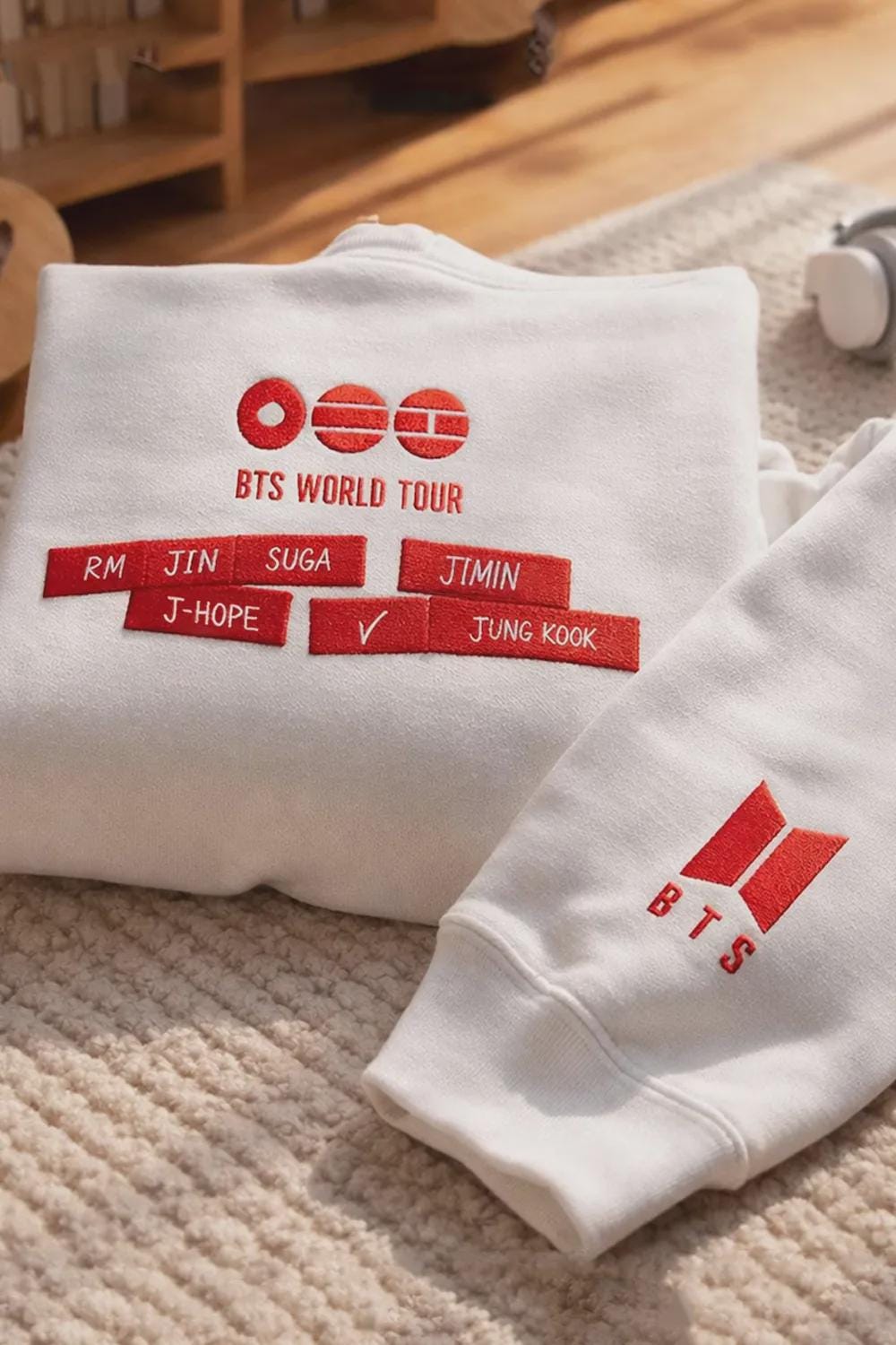 BTS Embroidered Sweatshirt, World Tour 2026 Crewneck, Kpop Fan Gift Pullover