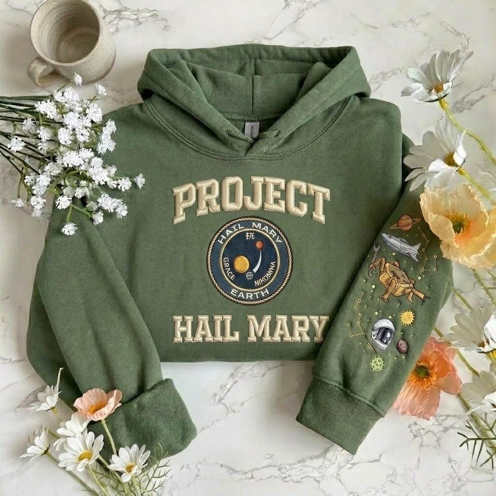Embroidered Project Hail Mary Crewneck, Sci Fi Reader Gift Embroidered Sweatshirt, Bookish Lovers Clothing Gift